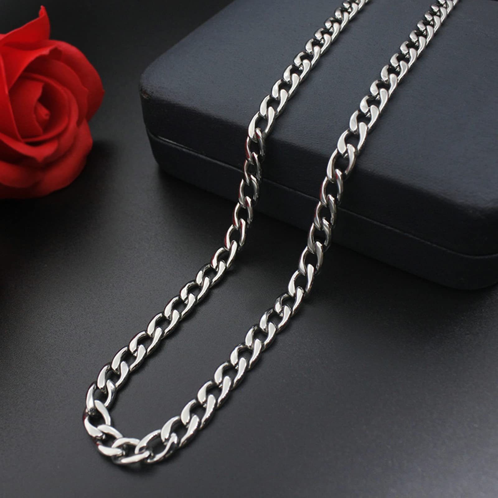 Stainless Steel Cuban Chain Necklace for Men - Silver Rope Link Necklace | Perfect for Hip Hop Fashion, Gifts & Everyday Wear