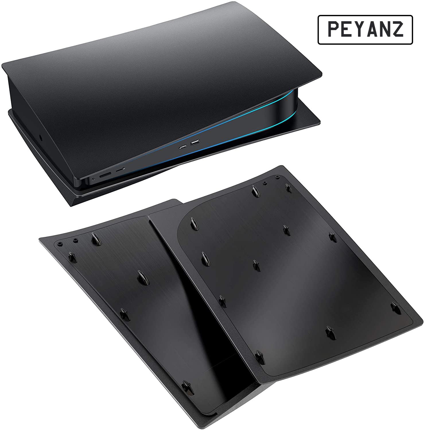 PEYANZ PS5 Faceplate Cover for Disc Edition - Anti-Scratch ABS Shell with Heat Dissipation & Dustproof Design + 2 Free Controller Silicone Covers | Perfect for Gaming Setup, Home Entertainment & PS5 Protection