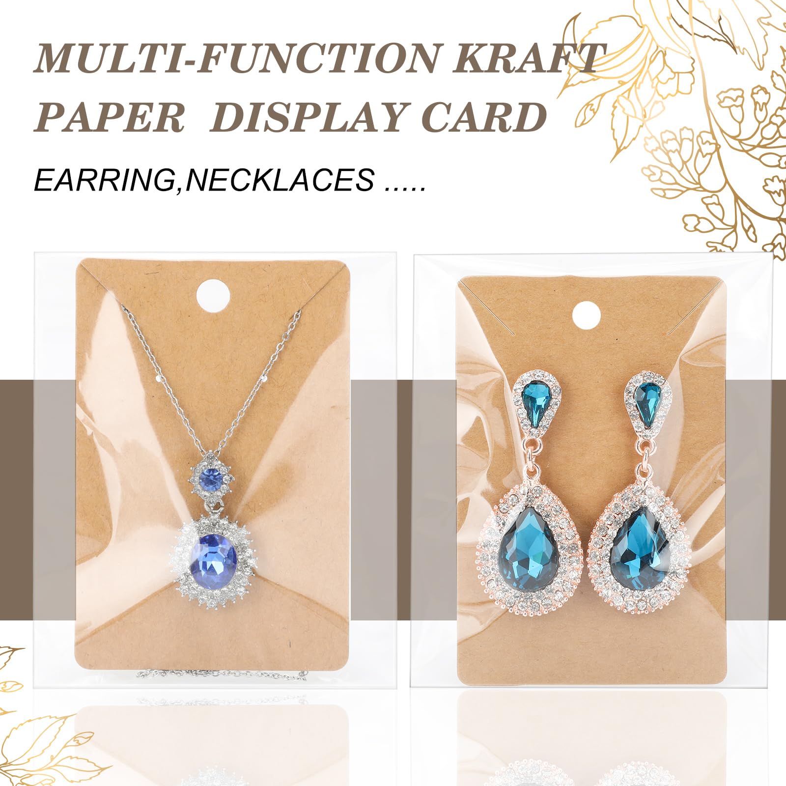 50 Pack Self-Adhesive Jewelry Display Cards - Earring, Bracelet, Keychain & Hairband Packaging for Small Business | Perfect for Retail Stores, Craft Shows & Online Boutique Sales