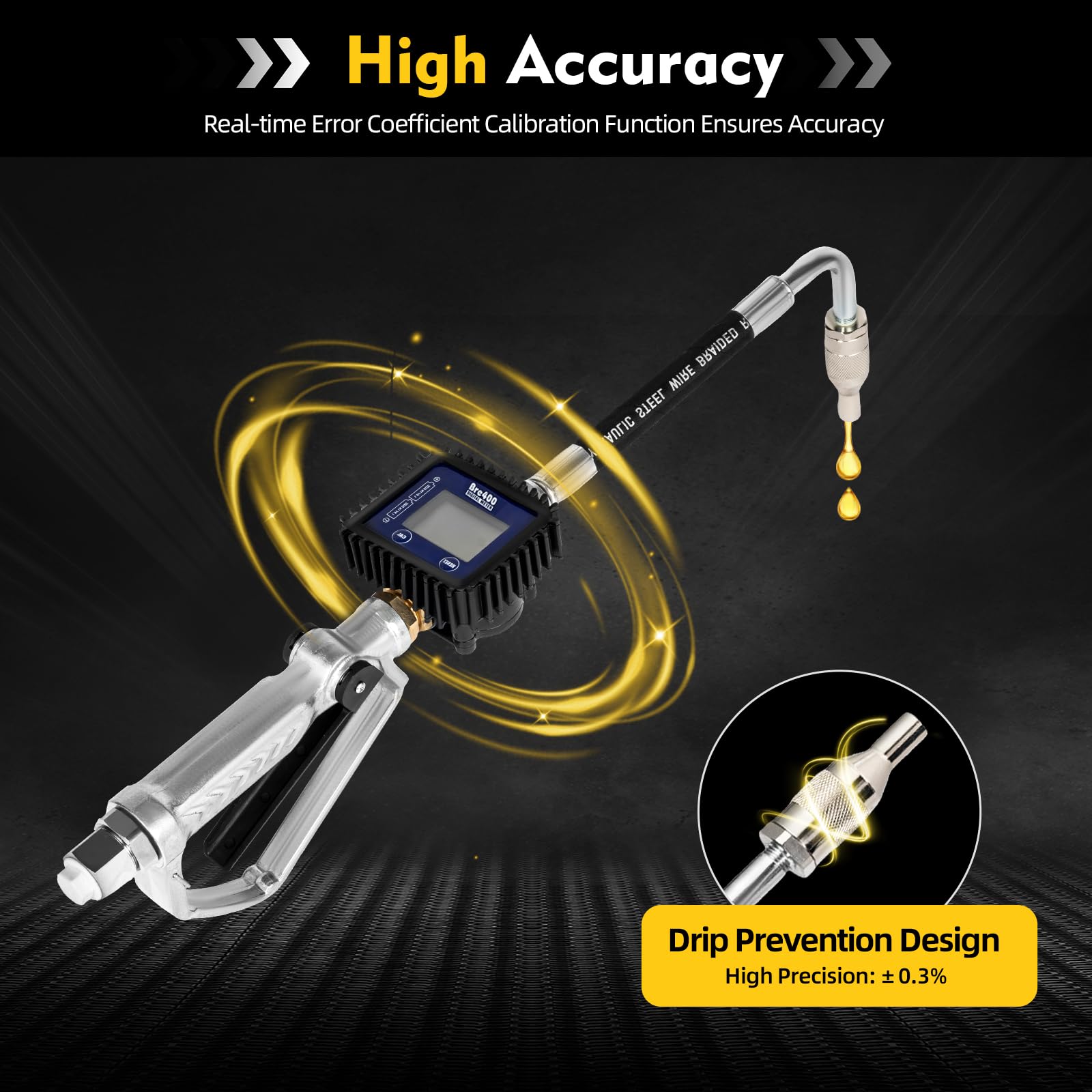 Digital Oil Control Valve Meter Nozzle - Air Operated Oil Transfer Pump with Flow Meter & Control Valve - Precise Fuel Dispensing for Automotive, Industrial & Agricultural Use
