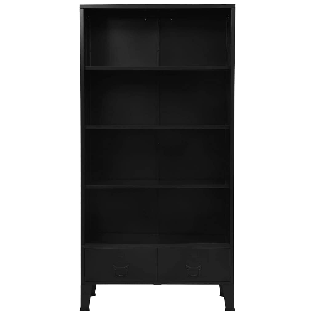 Industrial Black Steel Bookshelf 35.4