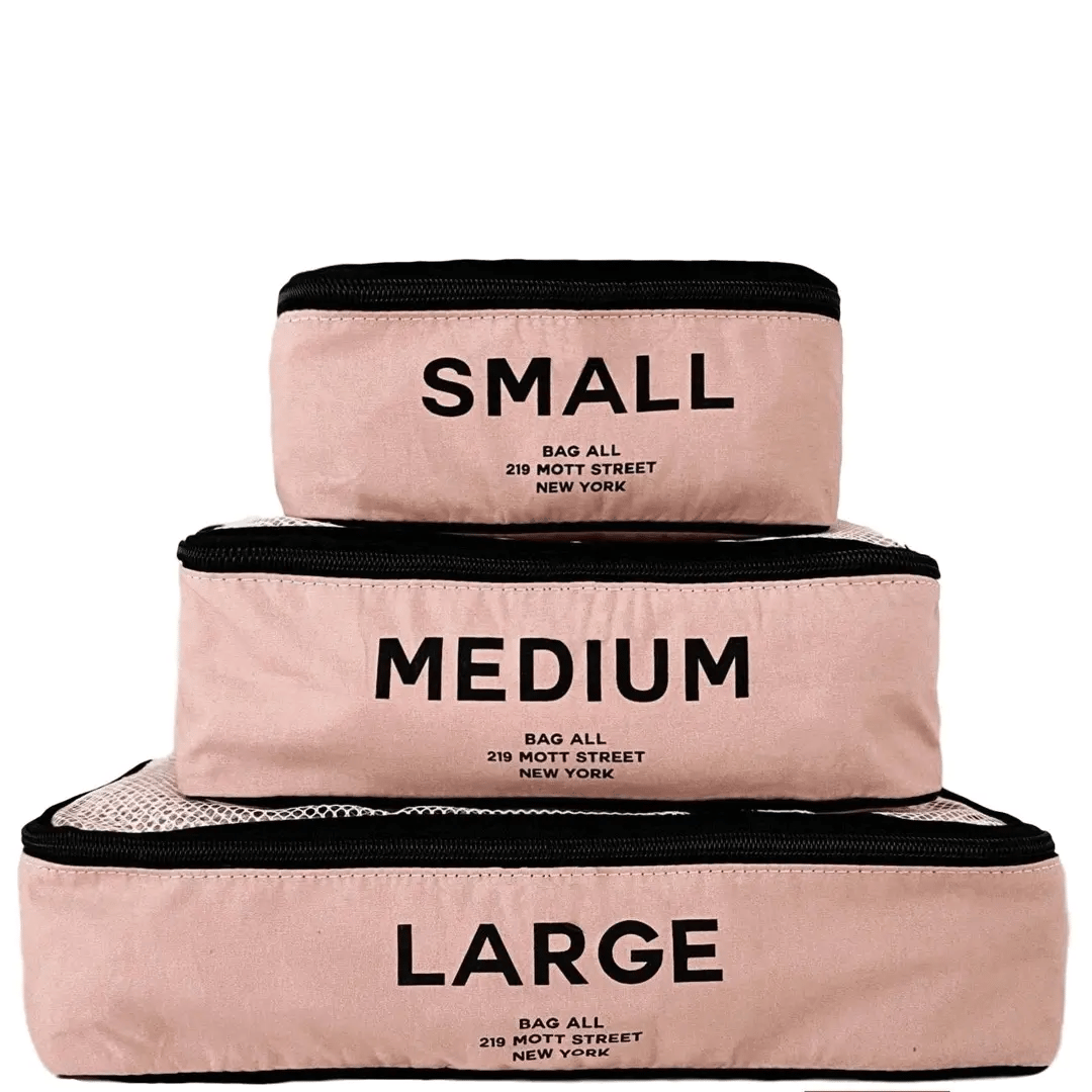 Premium Cotton Packing Cubes Set of 3 - Pink & Blush Printed Travel Organizers for Luggage & Suitcases | Perfect for Vacation, Business Trips & Weekend Getaways