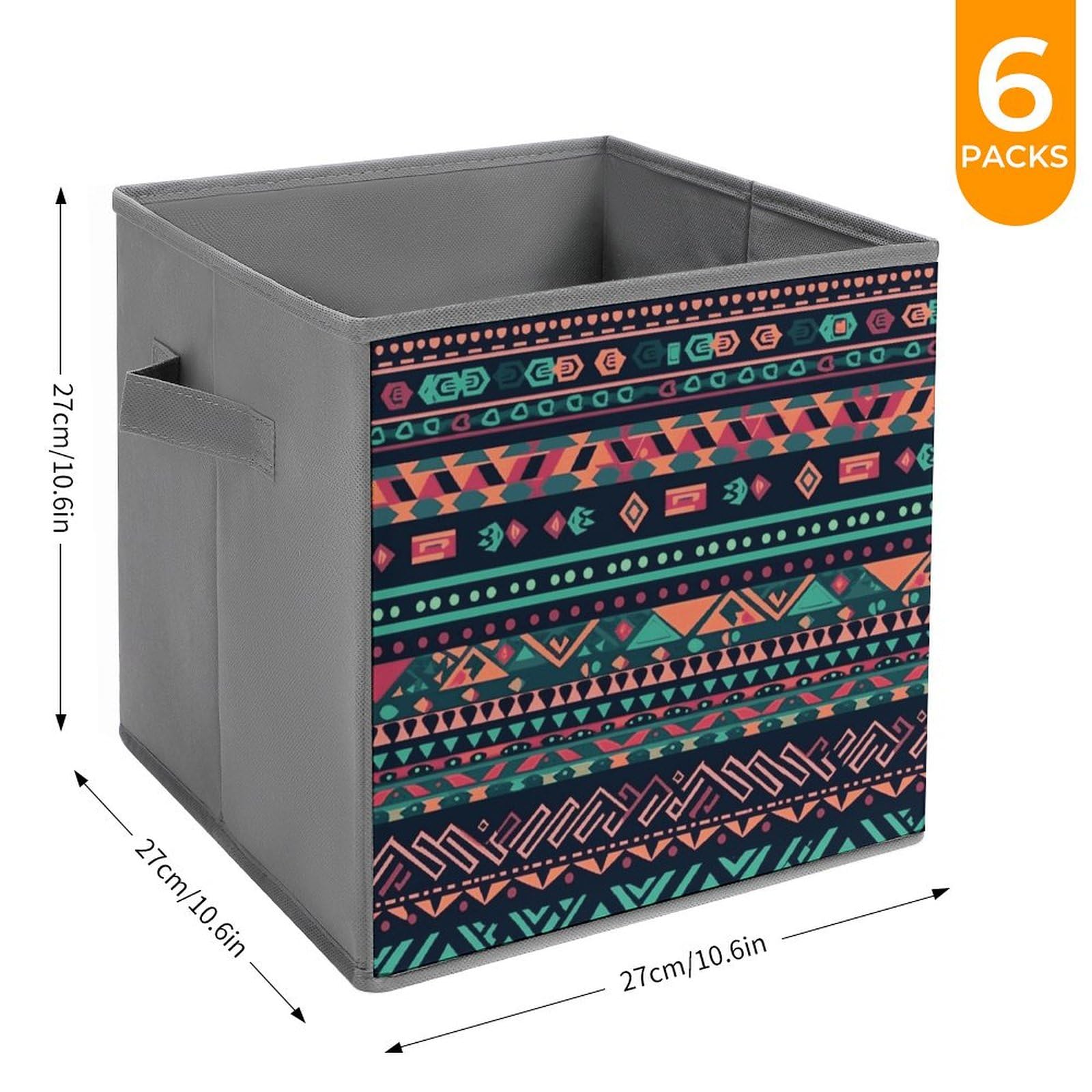 6PCS Aztec Storage Bins - Collapsible Colorful Organizers for Shelves & Home