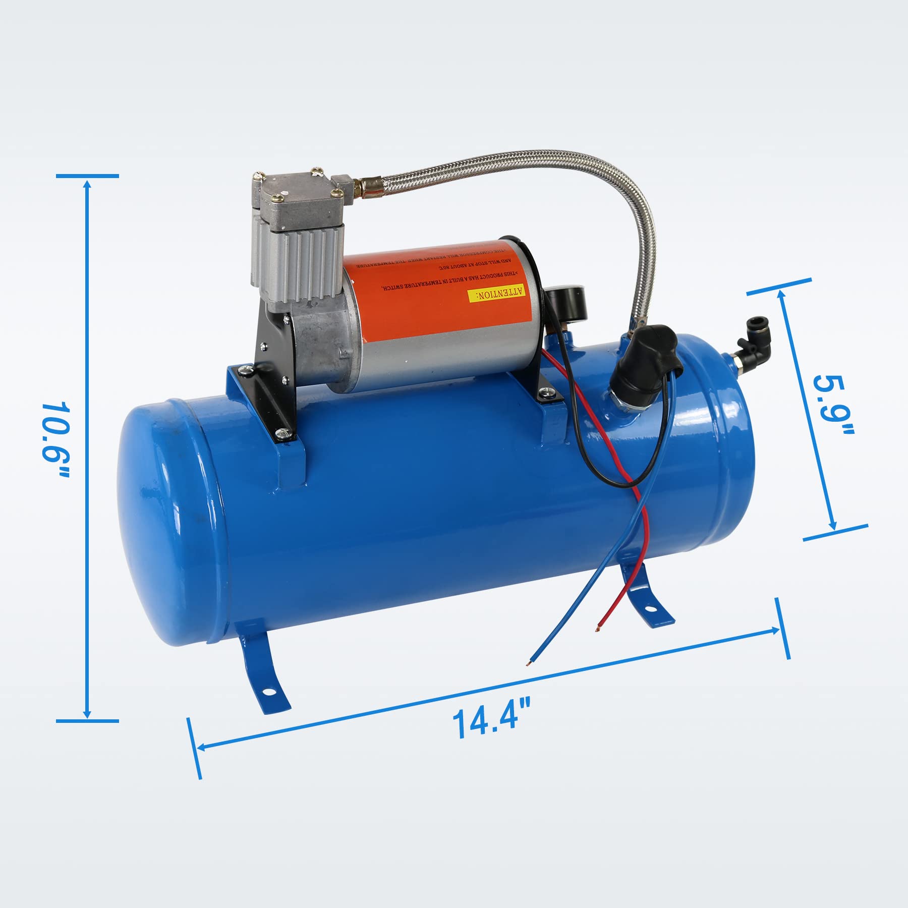 JDMSPEED 150PSI 12V DC Air Compressor with 6L/1.6 Gallon Tank - Portable High Pressure Pump for Train Horns, Motorhome Tires, Inflatable Boats & Off-Road Vehicles - Heavy Duty Air Compressor for Automotive, RV & Marine Use