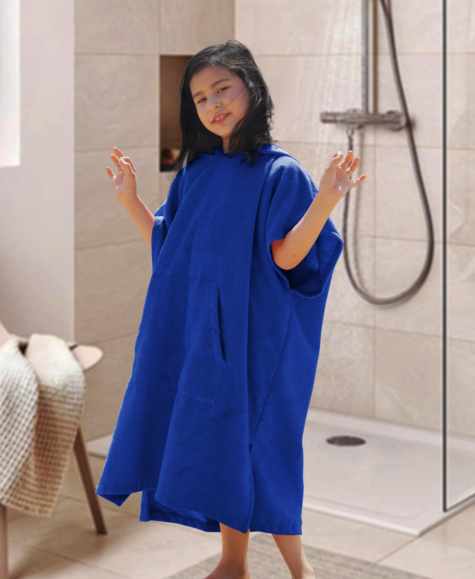 MissShorthair Kids Hooded Towel Poncho - Super Soft Microfiber Beach & Swim Changing Robe for Boys & Girls - Perfect for Pool, Beach, Surfing & After Bath Wrap