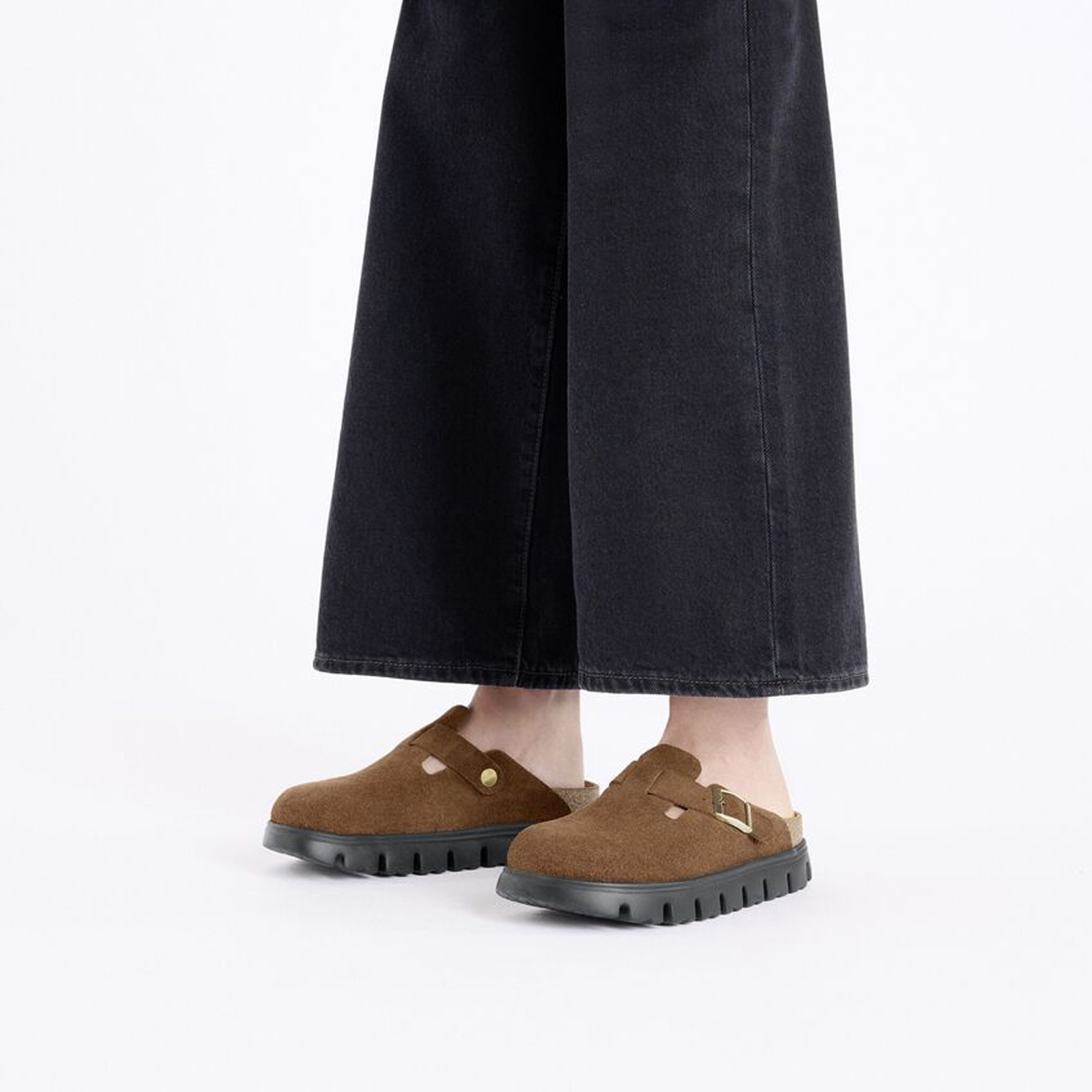 Birkenstock Boston Chunky Narrow Clog for Women - Dark Tea Suede | Comfortable Slip-On Shoes for Home, Office & Casual Wear
