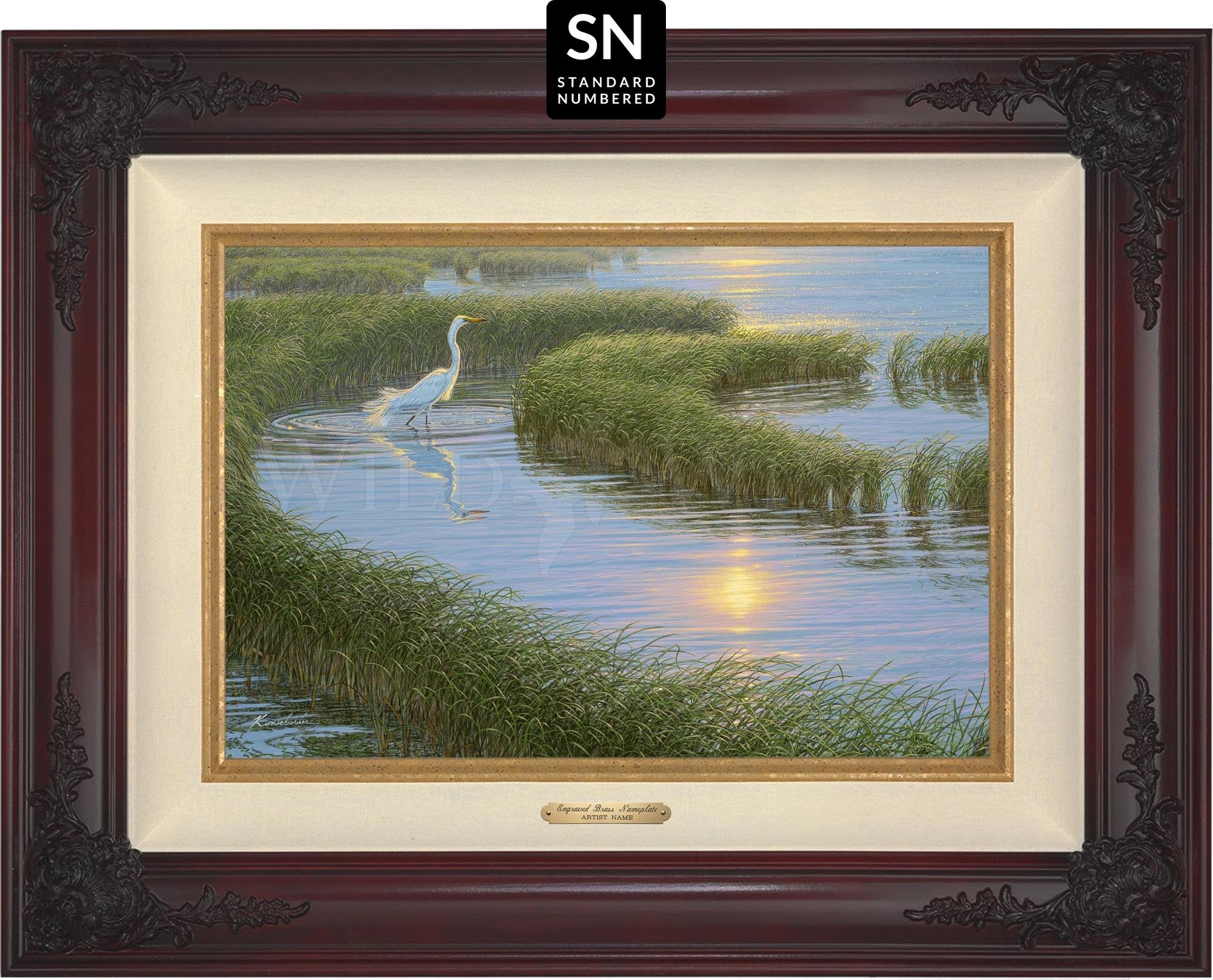 Evening Solitude - White Egret Art Print | Standard Numbered Edition (SN) | Home Decor, Office Wall Art, Gift for Nature Lovers