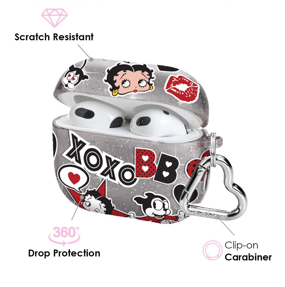 Betty Boop Sassy Glitter AirPods Case - Cute & Sparkly Protective Cover for AirPods 1/2/3 - Perfect Gift for Music Lovers & Betty Boop Fans