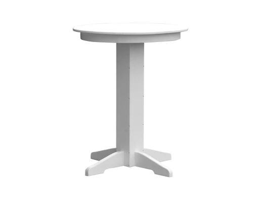 A & L Furniture Round Bar Table with Free 2 Umbrella Holes - Perfect for Patio, Deck, Poolside & Outdoor Dining