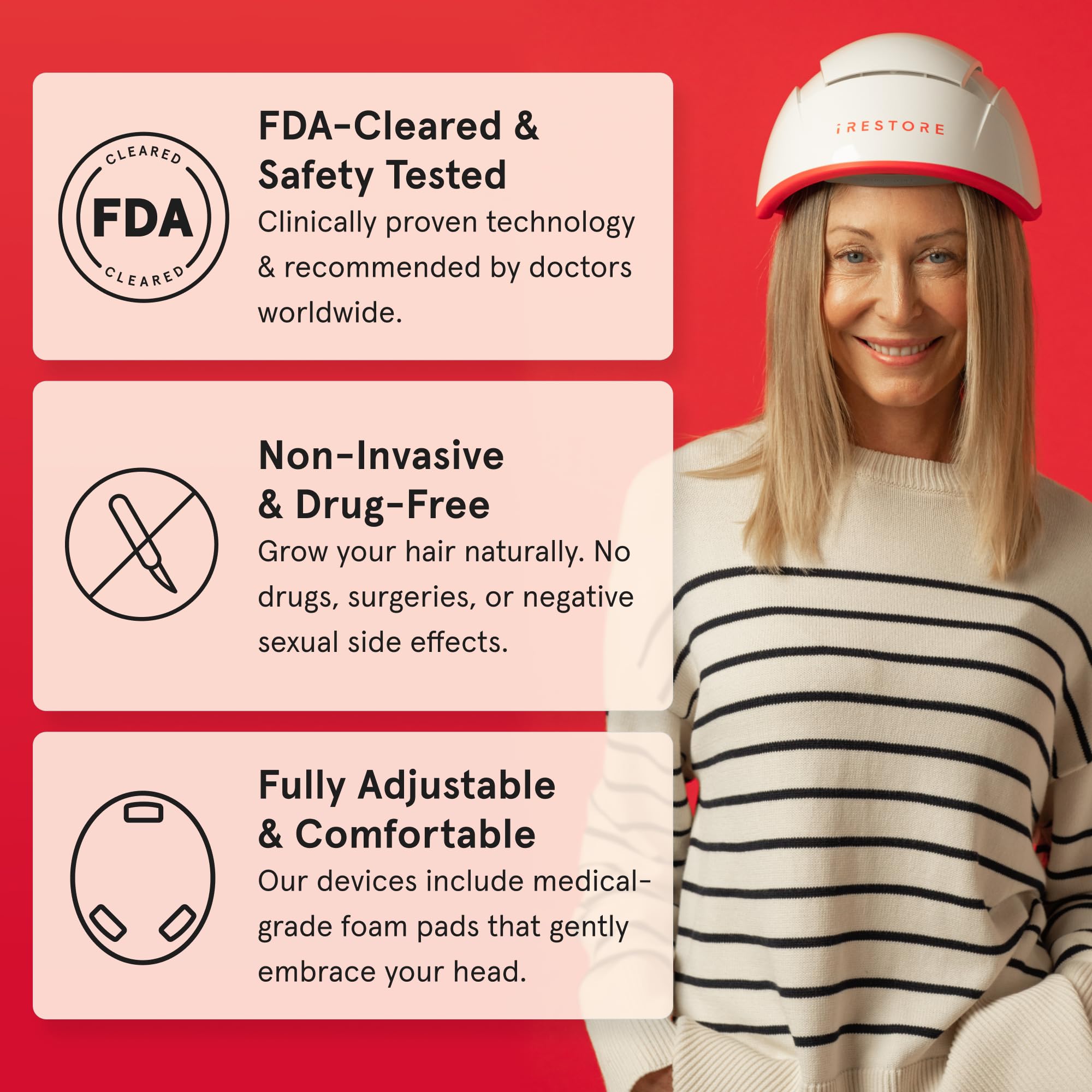 iRestore Professional Laser Red Light Therapy Hair Growth System - FDA Cleared Hair Loss Treatment for Men & Women - 282 Lasers & LEDs Laser Cap for Hair Regrowth - Effective for Alopecia & Thinning Hair - Perfect for Home Use & Salon Treatments