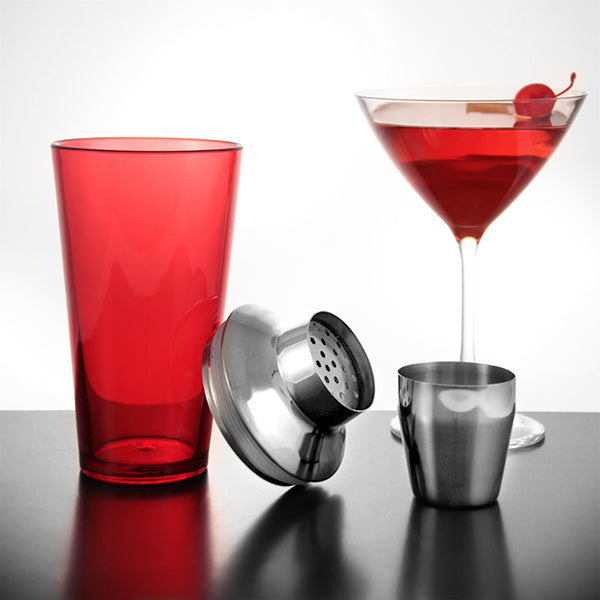 3-Piece Plastic Mixing Glasses with Stainless Steel Midsections - 16 oz (Color Options) - Perfect for Cocktails, Smoothies & Kitchen Measuring