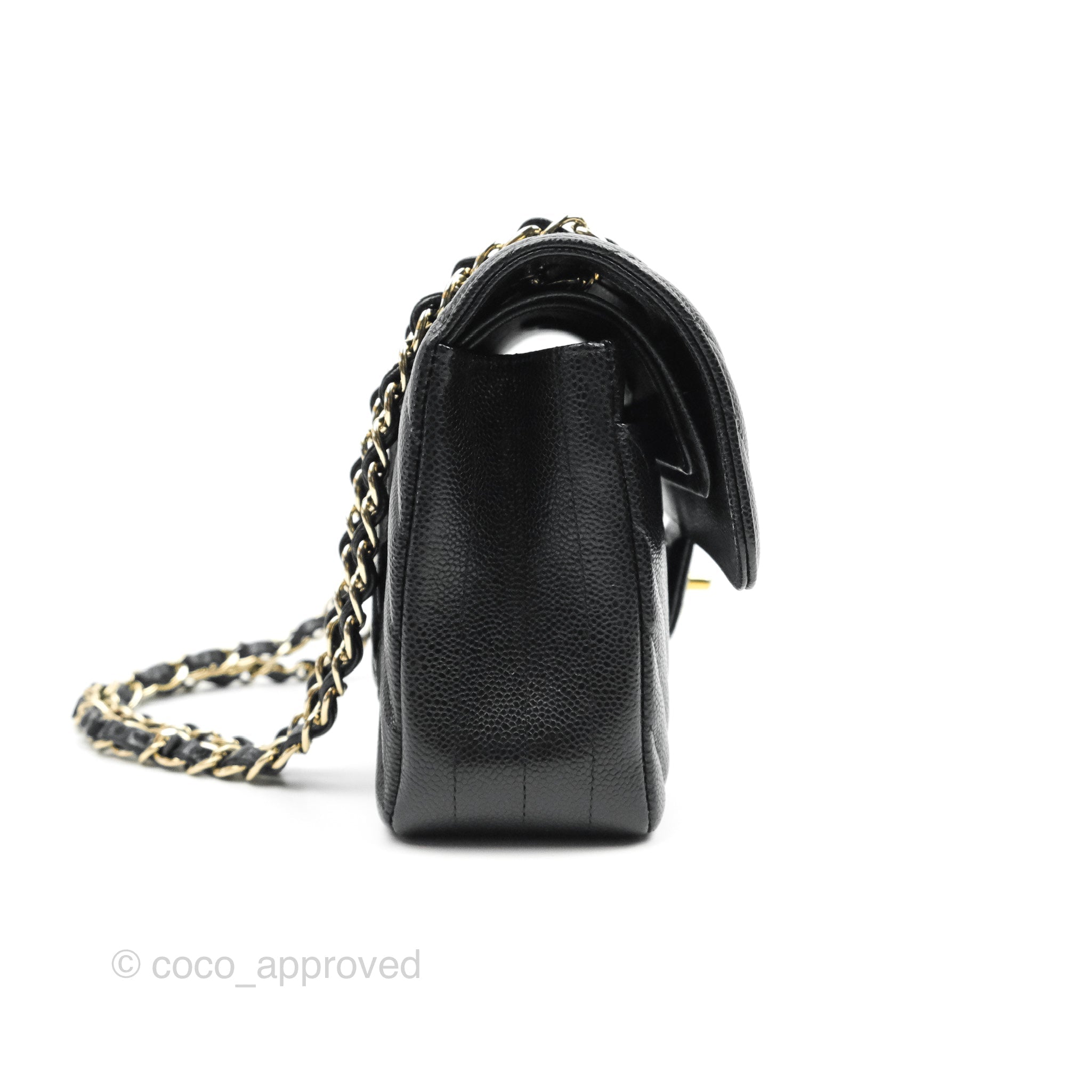 Chanel Classic Chevron Small Double Flap Bag Black Caviar Leather Gold Hardware - Luxury Designer Handbag for Women, Perfect for Parties & Evening Events