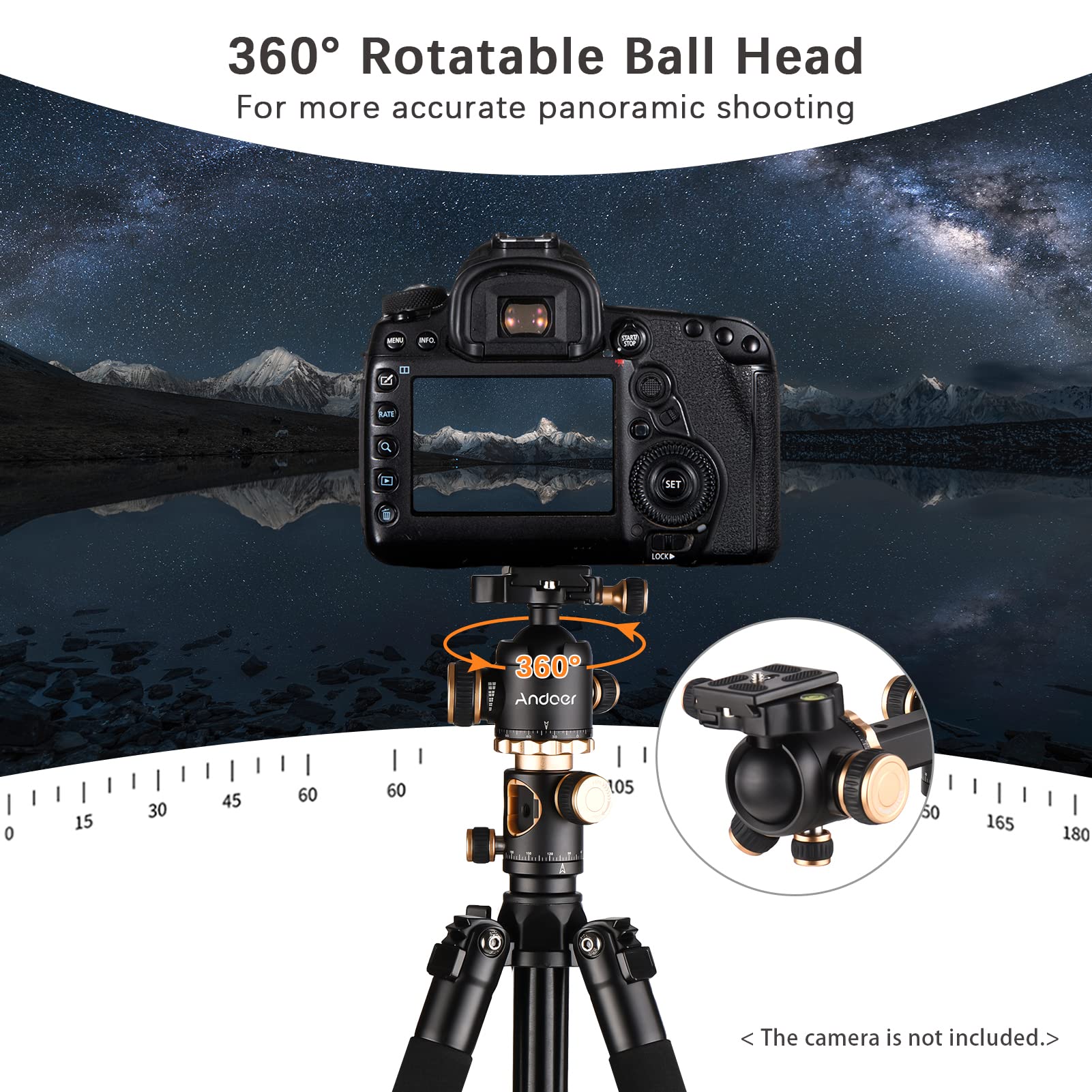 Jemora 72.4 Inch Aluminum Alloy Camera Tripod Stand - Portable DSLR Tripod with 360° Ballhead, 17.6lbs Load Capacity for Photography & Videography - Perfect for Travel, Vlogging, and Outdoor Shooting