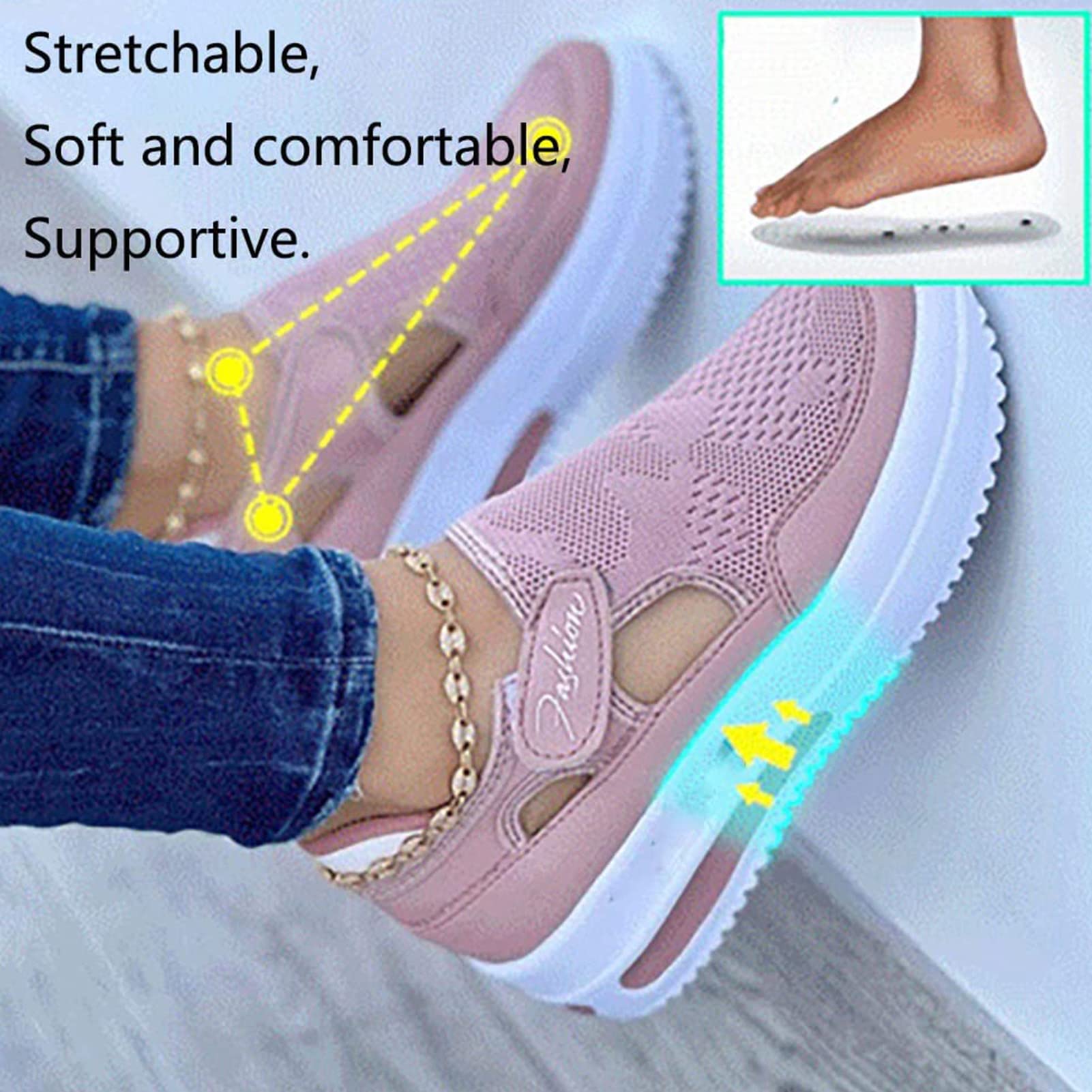 Women's Spring Casual Sneakers - Breathable Mesh Walking Shoes for Women | Fashionable & Comfortable Sneakers for Daily Wear, Jogging & Outdoor Activities (Blue, Size 6)