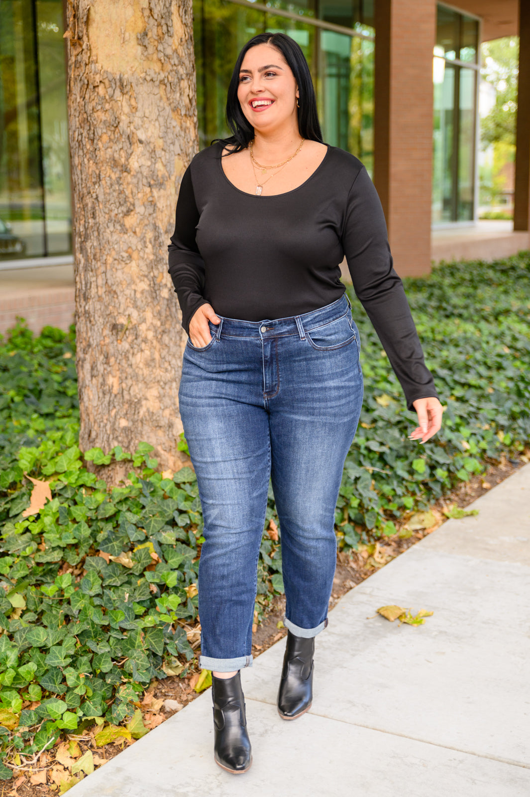 Basic Long Sleeve Top for Women - Soft Comfortable Everyday Black Shirt | Perfect for Work, Casual Outfits & Layering