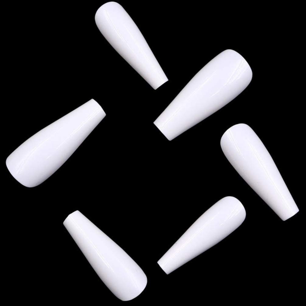 Beaupretty 500 Pcs Acrylic Nail Tips - Natural False Nails, French Full Cover Long Fake Nails for Salon & DIY Nail Art - 10 Sizes White with Storage Case - Perfect for Manicures, Pedicures & Nail Extensions