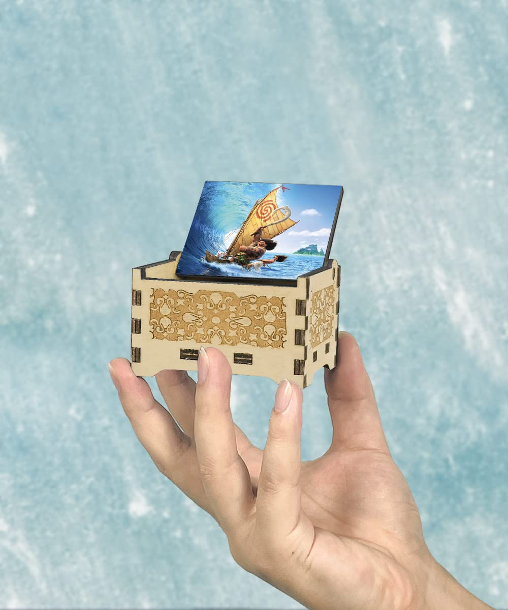 Sooharic Moana Music Box - Hand Carved Antique Wind Up Musical Gift Box for Kids, Birthday, Christmas & Special Occasions | Disney Moana Theme Collectible for Home Décor & Kids' Room