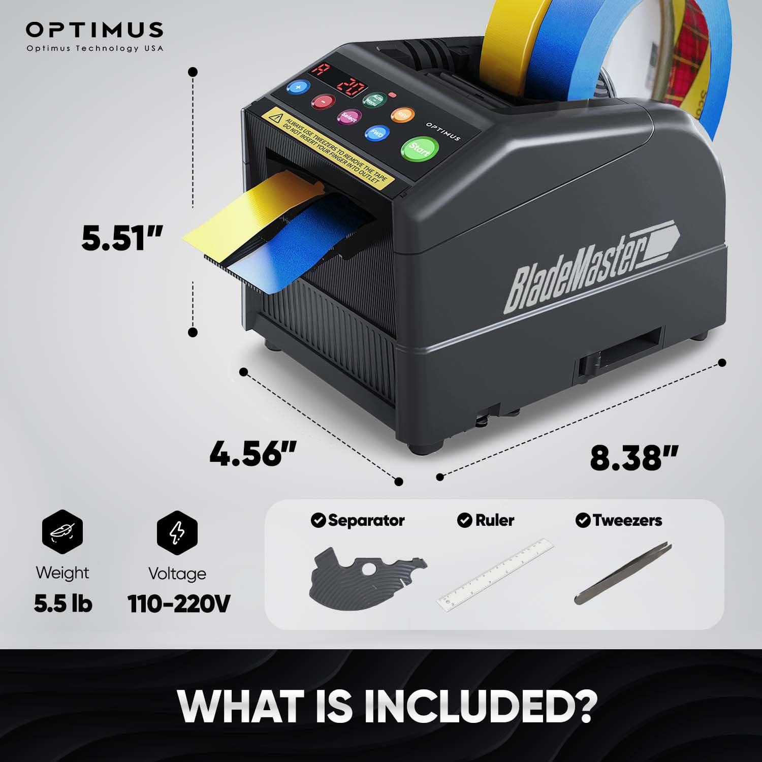 BladeMaster PRO Automatic Ribbon Cutting Machine - Commercial Grade Smart Tape Dispenser with Auto Cutter (2024 Upgraded Model) - Perfect for Gift Wrapping, Packaging, and Crafting - USA Stock Black