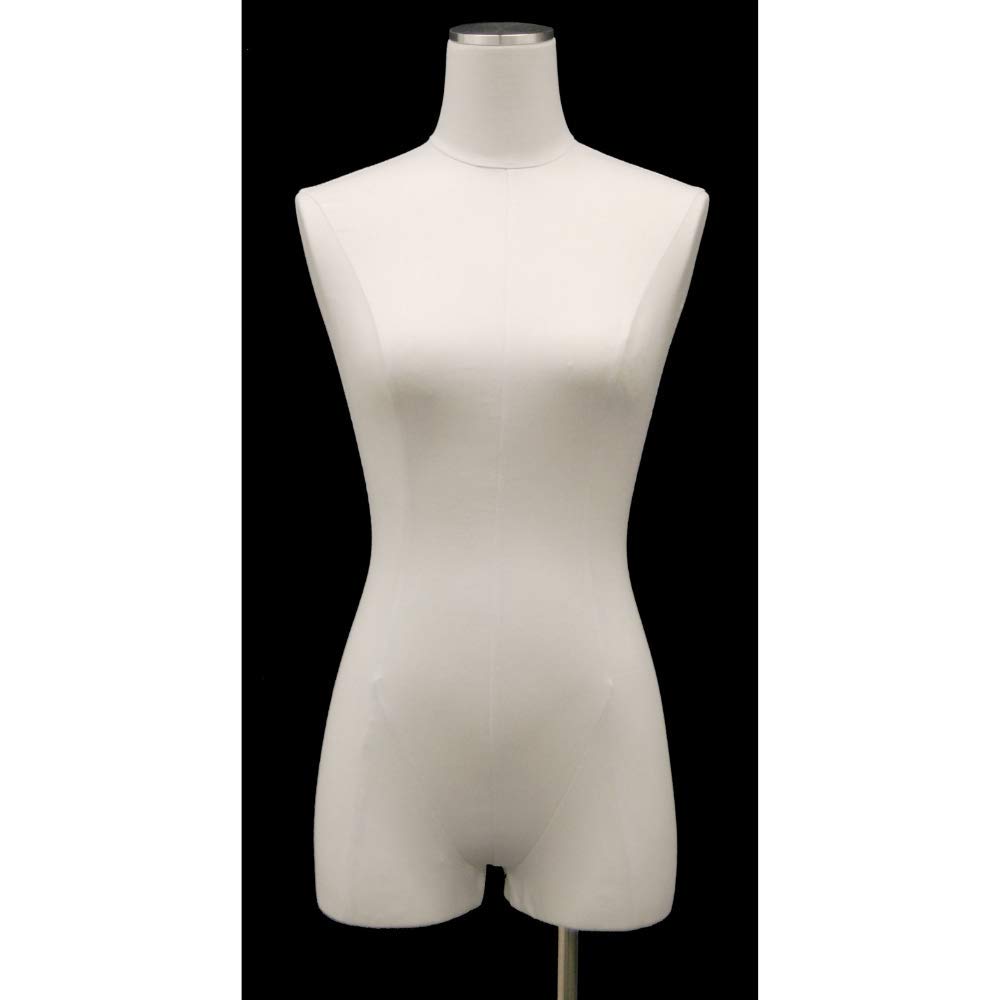 Professional White Linen Dress Form Mannequin - Adjustable 3/4 Torso with Thighs for Women, Pinnable Sewing Dummy with Sturdy Rolling Cast-Iron Base (Model #F1WL-WB02T) - Perfect for Fashion Design, Tailoring, and Boutique Display