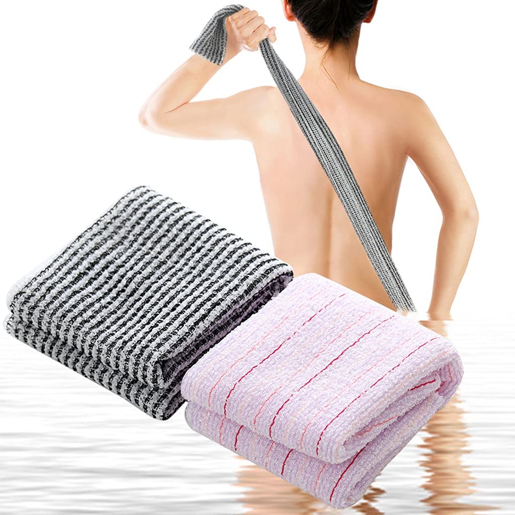Exfoliating Washcloth for Body Scrub - 2 Pack Polyester Fiber Shower Towel & Back Scrubber - Gentle Exfoliation for Smooth Skin - Perfect for Bath, Shower & Spa Days