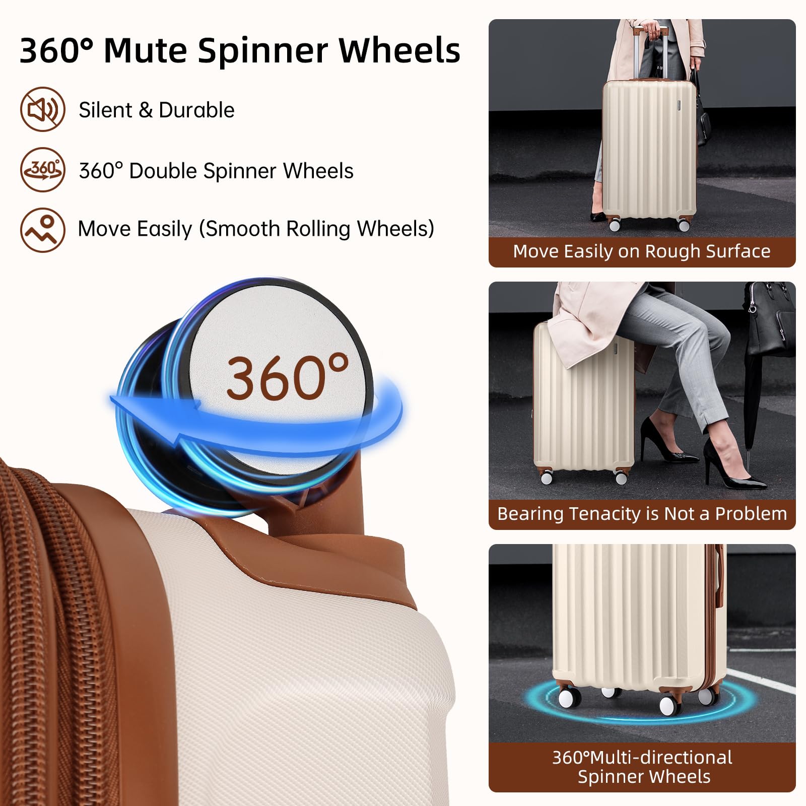Lavender 6-Piece Expandable Hardside Luggage Set with Spinner Wheels & TSA Locks - Lightweight Carry-On Suitcase for Men & Women in Cream White | Perfect for Air Travel, Family Vacations & Business Trips