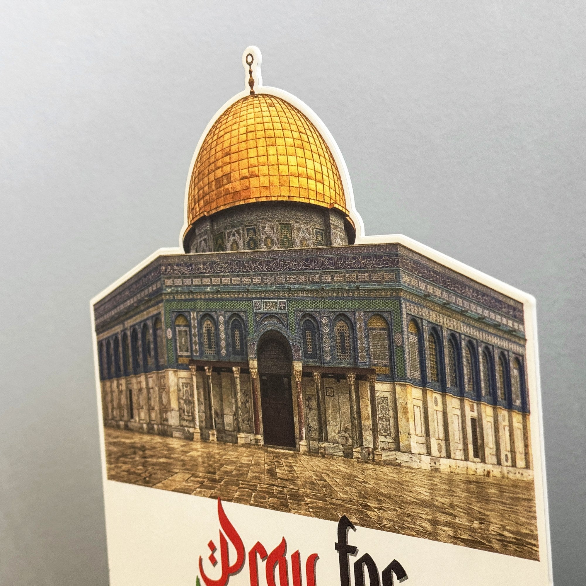 Palestine Flag Table Top Stand - Metal Base with Al Aqsa Mosque & Dome of the Rock Design - Perfect for Home Decor, Office Display & Cultural Events