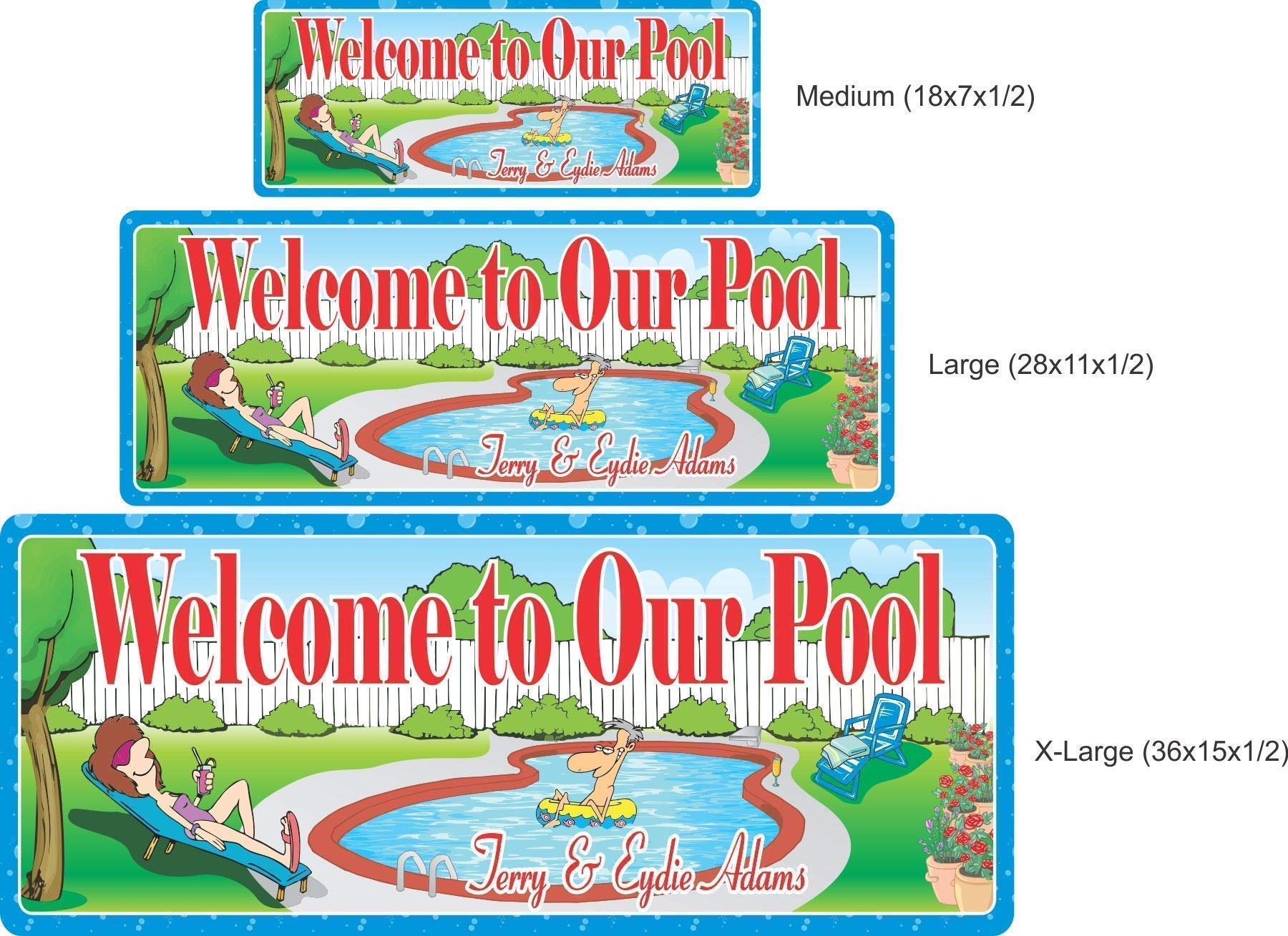 Personalized PVC Swimming Pool Welcome Sign - Custom Outdoor Pool Decor for Backyard, Patio & Garden Parties