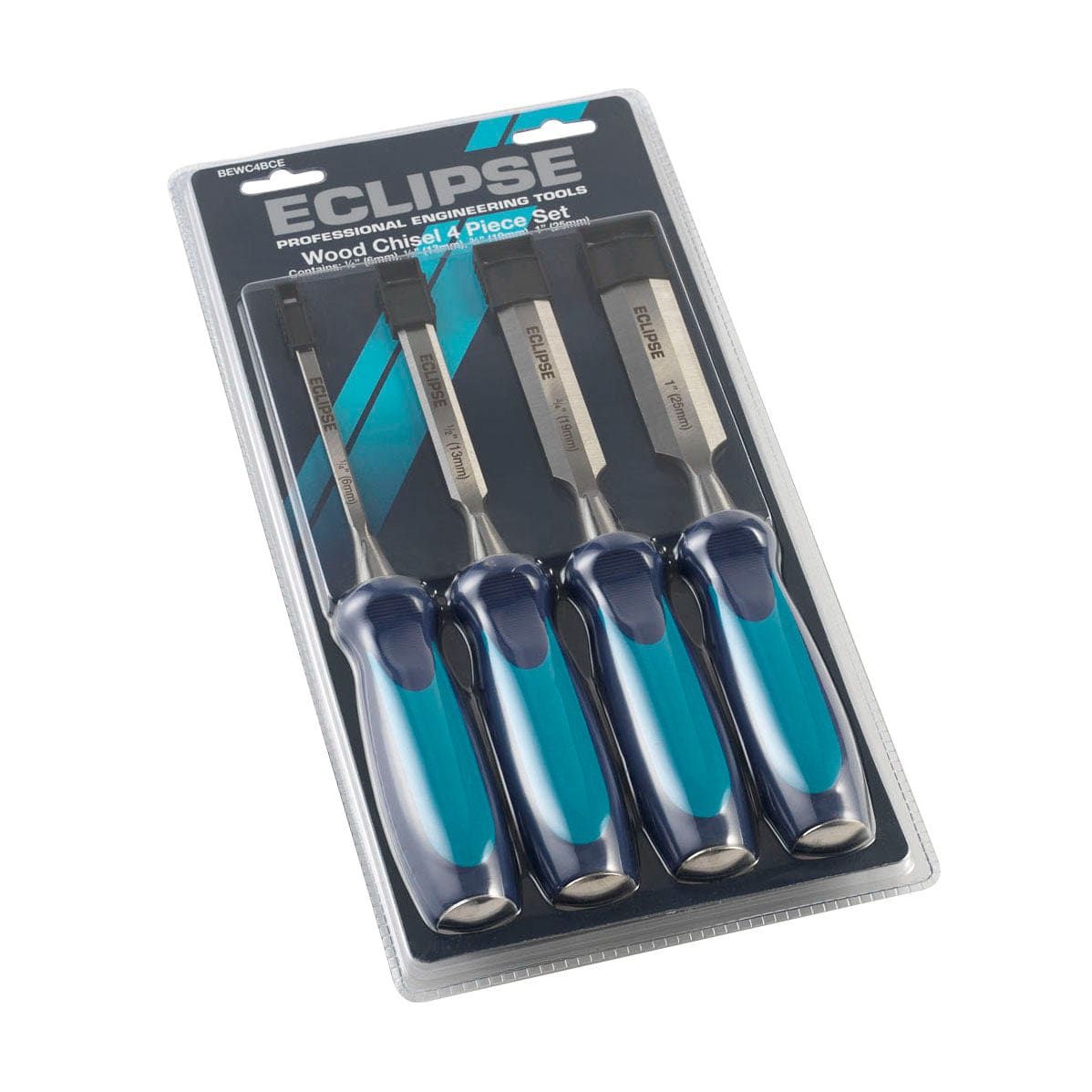 4-Piece Wood Chisel Set with Ergonomic Soft Handle (1/4