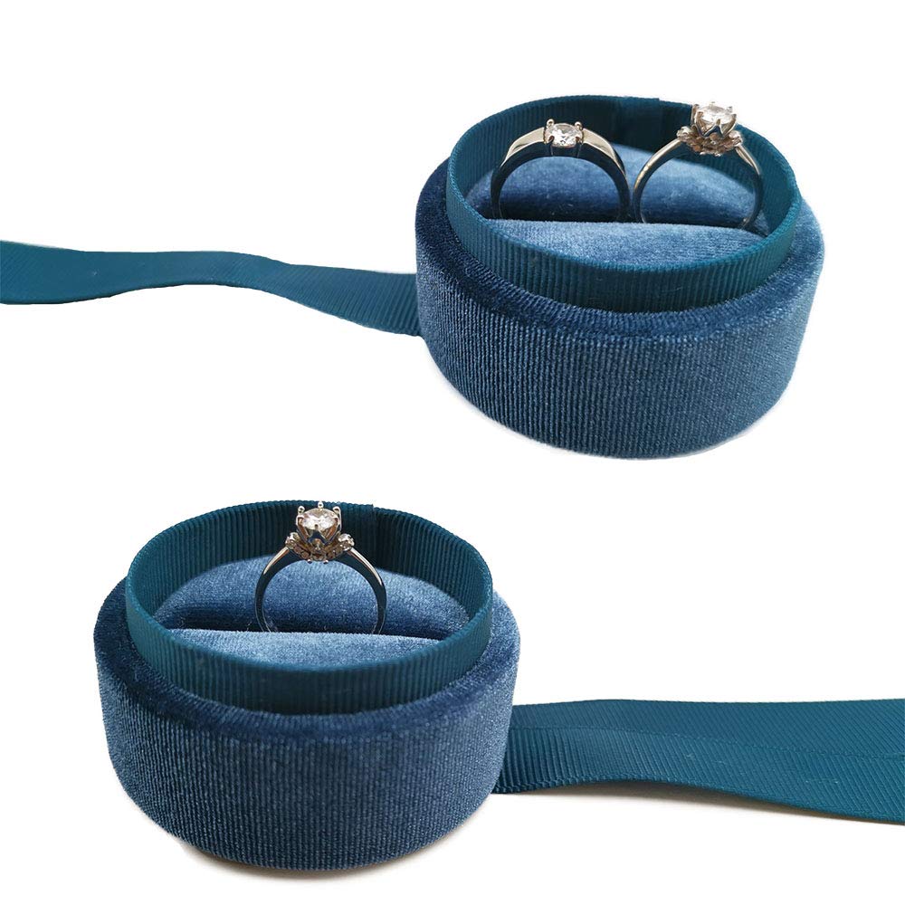 Velvet Ring Box - Elegant Wedding Jewelry Holder for Proposal & Engagement - Blue