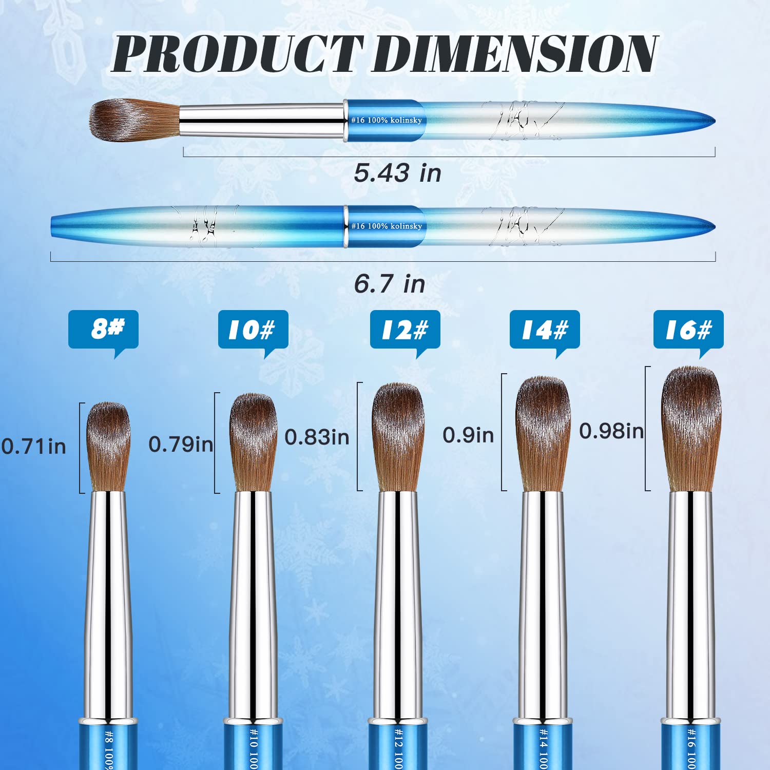 Professional Kolinsky Acrylic Nail Brush Size 10 - Round Oval Shape with Blue Metal Handle for Nail Art | Perfect for Nail Technicians & Beginners | Salon & Home Manicure Use