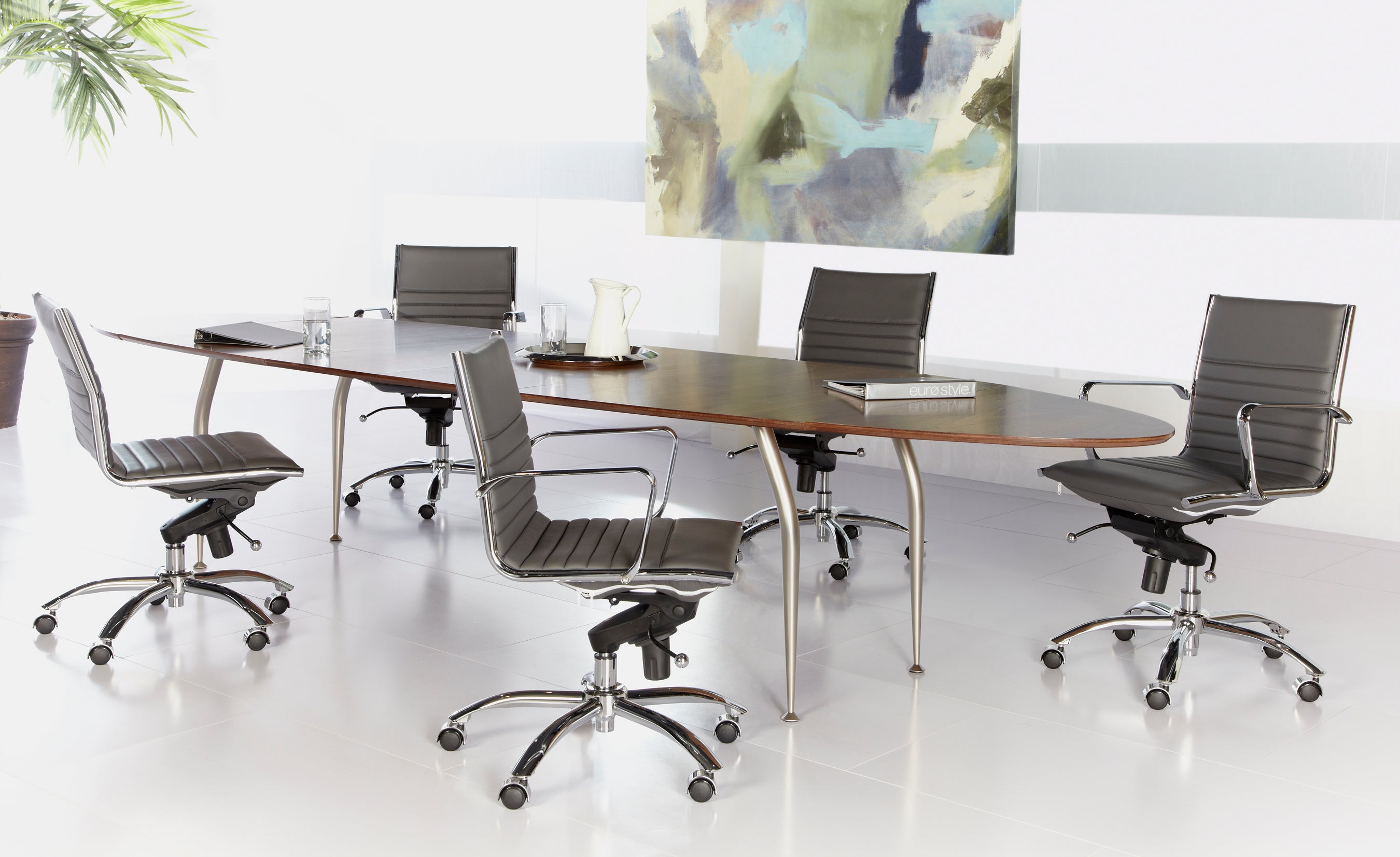 Euro Style Dirk Low Back Office Chair - Armless Ergonomic Design with Chrome Steel Base for Home, Office & Workspace Comfort