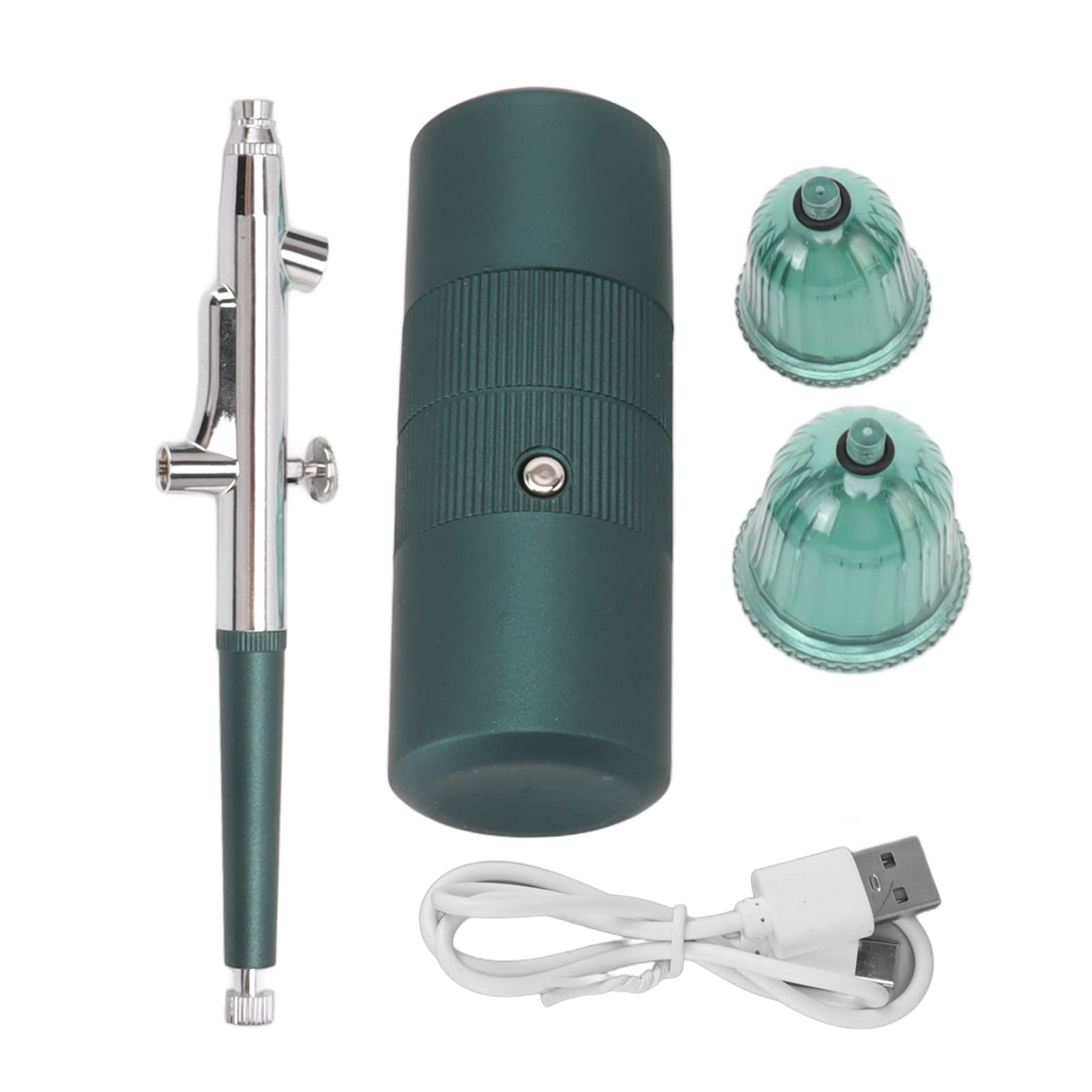 Portable Mini Air Compressor Facial Airbrush - High Performance Nano Mist Sprayer & Water Oxygen Sprayer for Skincare - Emerald Green | Perfect for Home Spa, Travel & Professional Makeup Application
