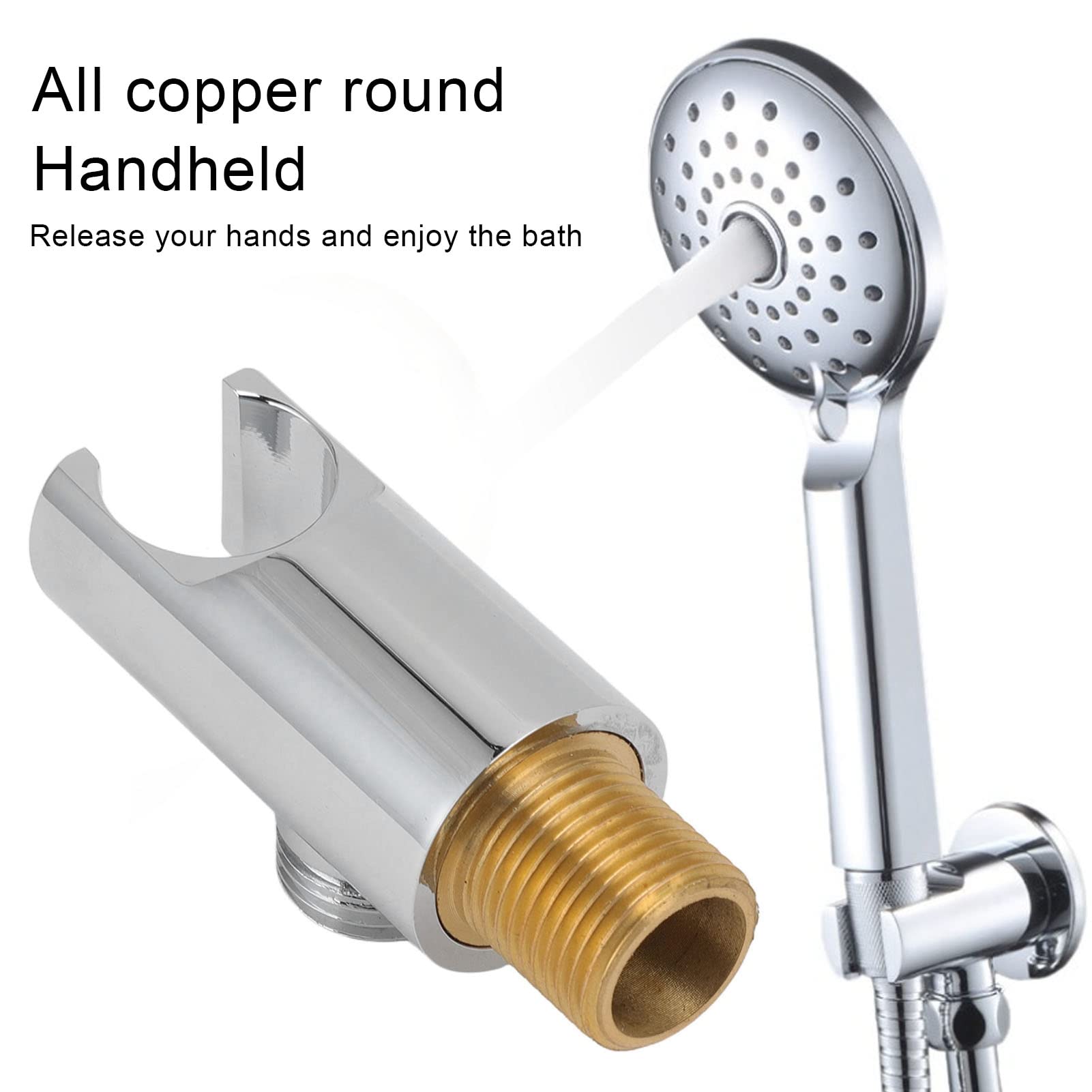 All Copper Wall Mount Hand Shower Holder with 3 Accessories - Heavy Duty Shower Head Adapter for Bathroom, Replaces Broken Shower Arm - Perfect for Spa-Like Experience, Elderly & Pet Bathing