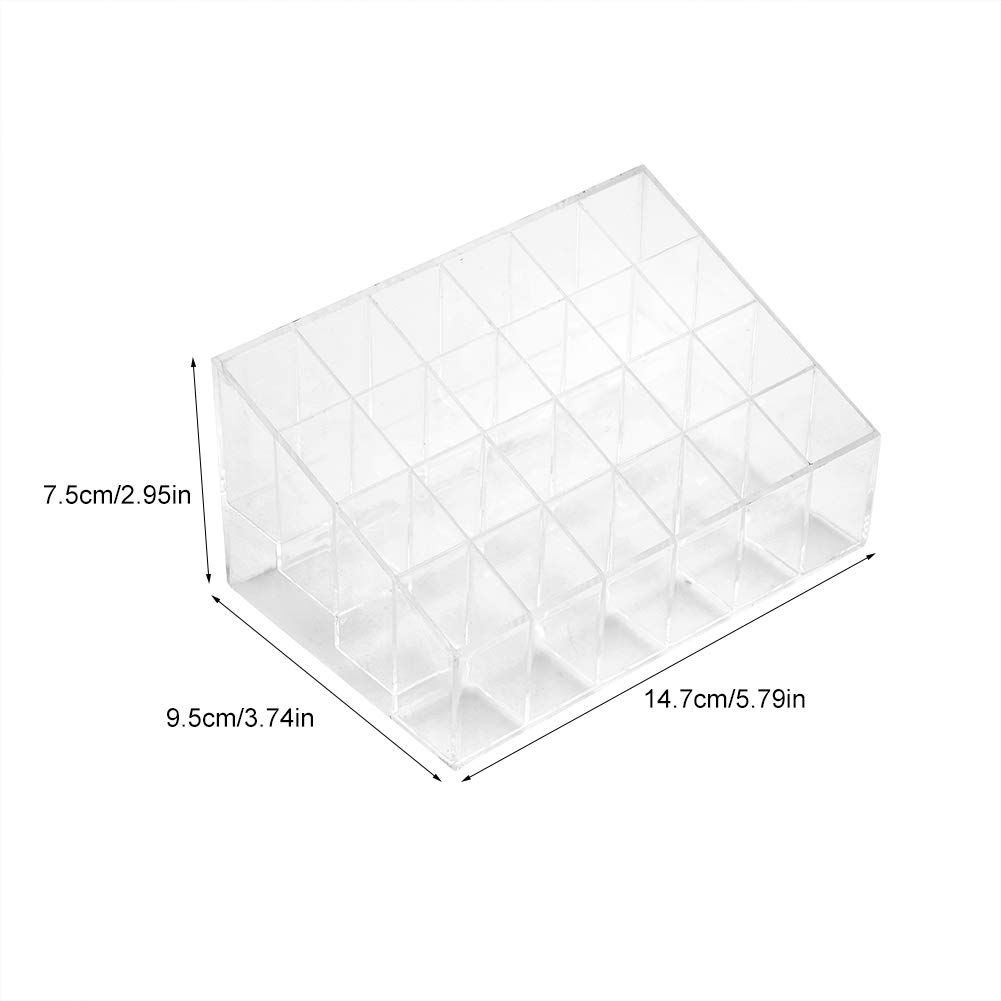 24 Grid Transparent Lipstick Holder Organizer - Makeup Storage Box for Lipstick Stand & Display - Perfect for Vanity, Bathroom, and Travel Organization