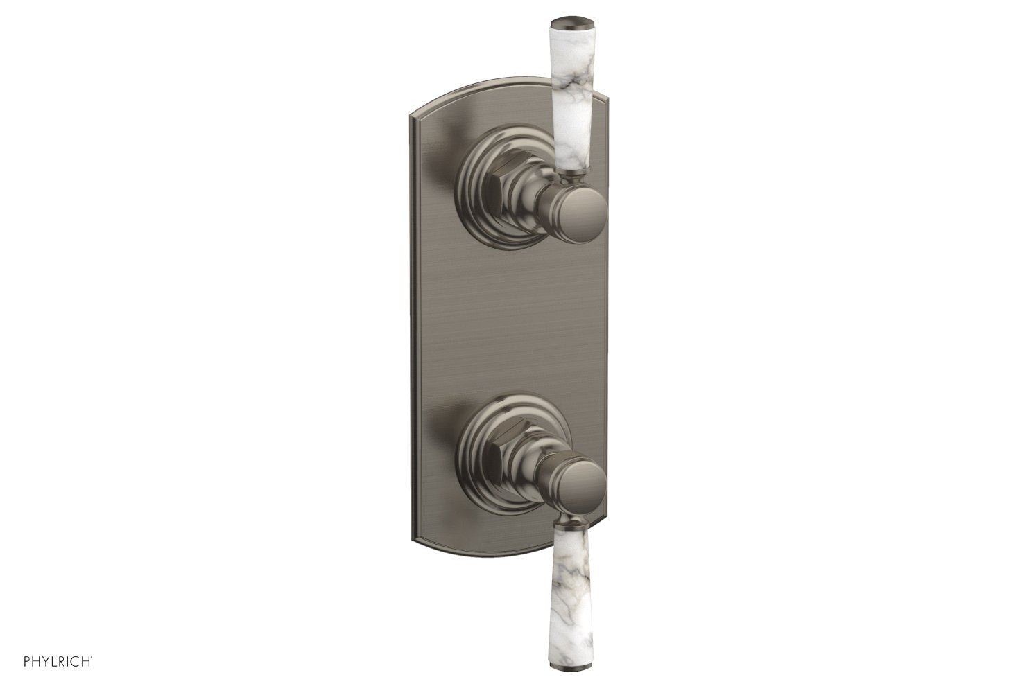 HEX TRADITIONAL / HENRI 1/2 Thermostatic Valve with Volume Control or Diverter - White Marble Handles (4 155) - Perfect for Bathroom & Shower Fixture Upgrades