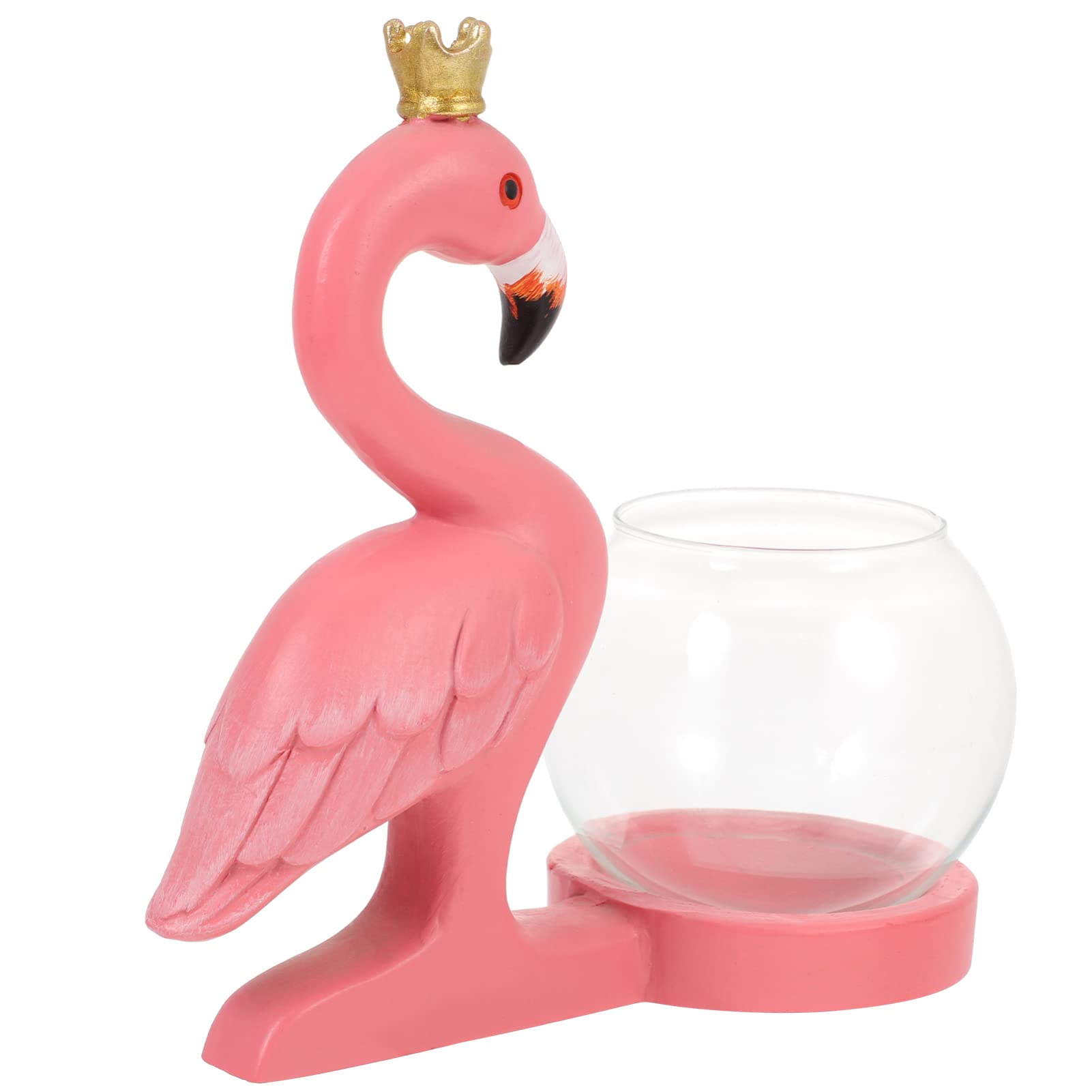 Elegant Glass Plant Terrarium with Resin Flamingo Stand - Perfect for Hydroponic Plants, Air Plants & Succulents | Indoor Tabletop Decor, Home Office Display, Wedding Centerpiece & Gift Idea