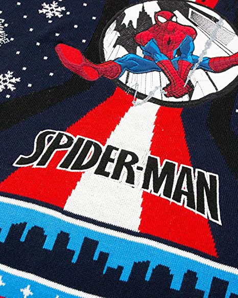 Marvel Spider-Man Swinging Jumper Ugly Christmas Sweater - Medium Size | Superhero Holiday Party Costume & Festive Gift for Fans