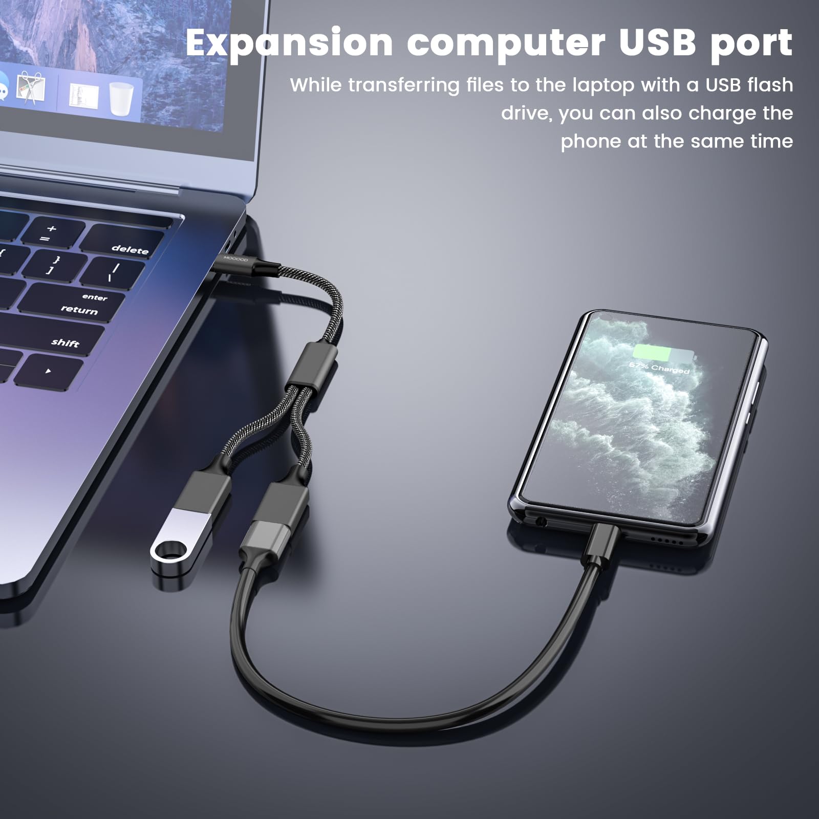 USB C to Dual USB A Adapter - 2.0 OTG Splitter for MacBook, Pixel, Galaxy - Home & Office Use