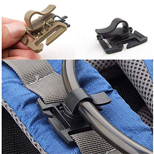 Rotatable Drink Tube Clip Gear - Adjustable Water Pipe Hose Clamp for Backpack, MOLLE, Carabiner - Tactical Buckle Accessories for Outdoor Camping, Hiking, Cycling & Travel