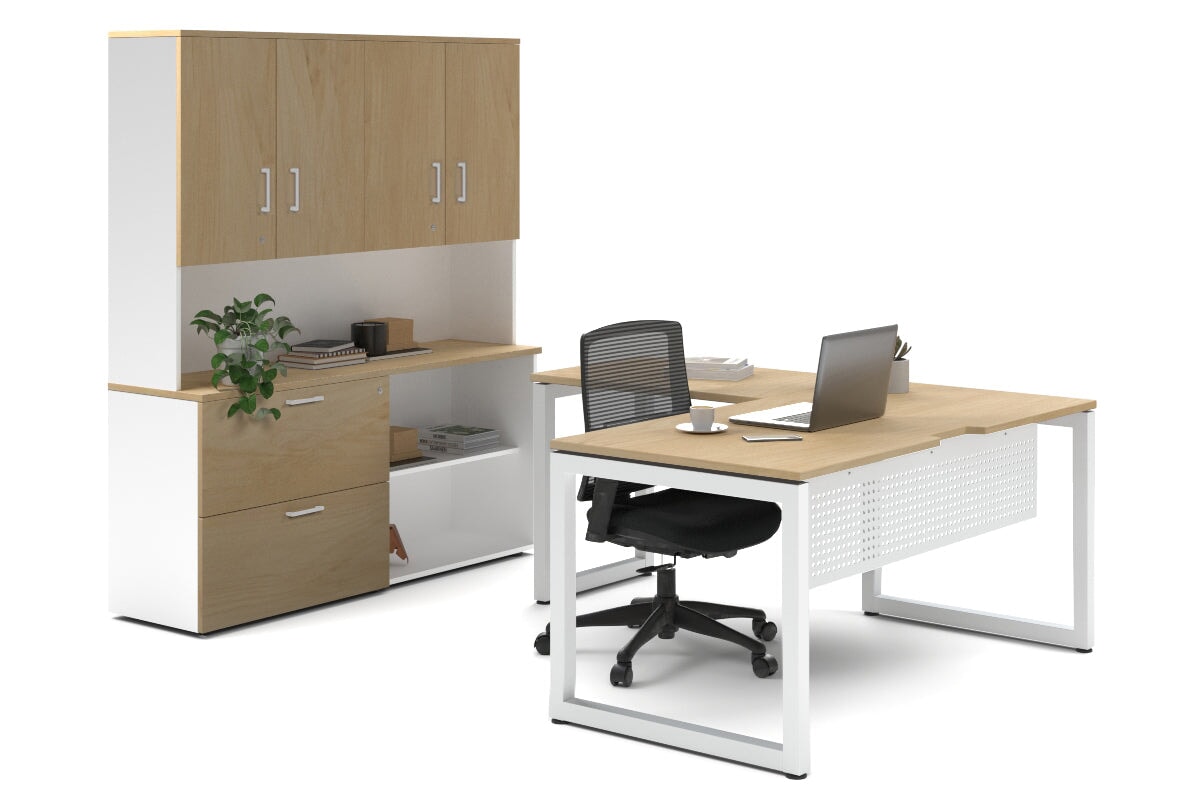 Quadro Loop Legs L-Shaped Executive Desk with White Legs [1800L x 1700W] - Perfect for Home Office, Conference Rooms & Modern Workspaces