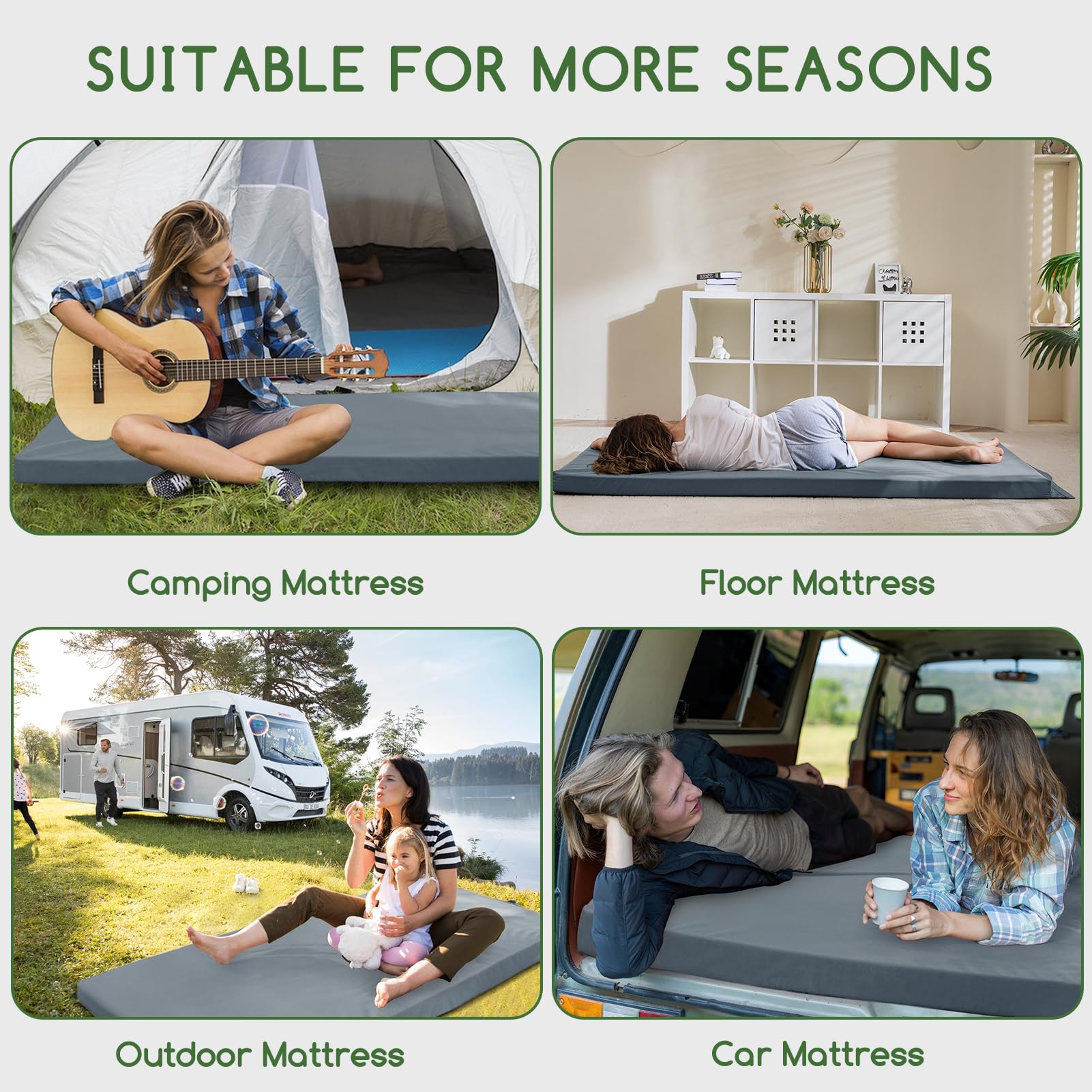 HIGOGOGO Camping Mattress Pad - Portable Roll Up Sleeping Mat for Adults, Lightweight Camping Bed Pad for Outdoor, Travel, Guest & Car Use - Perfect for Hiking, Backpacking & Road Trips