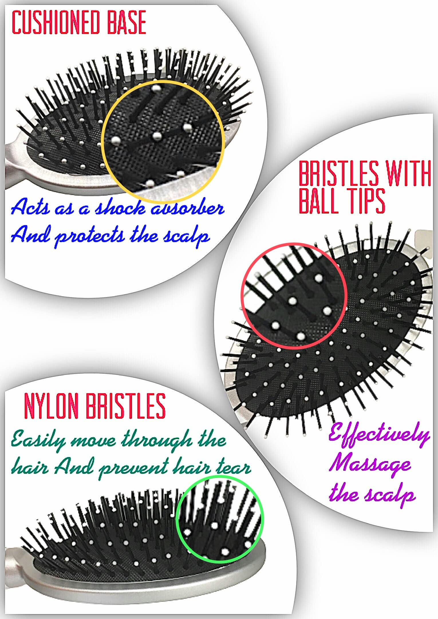BigBro Hair Styling Kit - Wooden Oval Cushion Brush, Wide Tooth Comb & Hair Clutch (3-Piece Set) for Women & Girls - Perfect for Detangling, Styling & Updos at Home or Salon