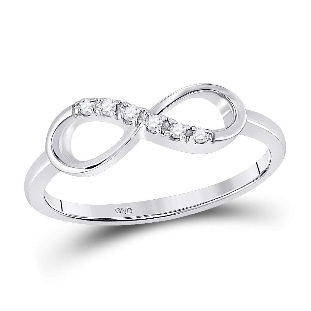 10K White Gold Women's Round Diamond Infinity Band Ring - 1/20 Cttw, Wedding & Anniversary Gift, Stackable Ring for Everyday Wear