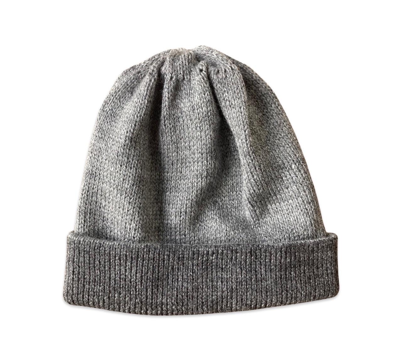 Hand Knitted Alpaca Reversible Beanie - Soft Winter Hat for Men & Women - Charcoal Grey - Cozy Cold Weather Accessory for Outdoor Activities & Travel
