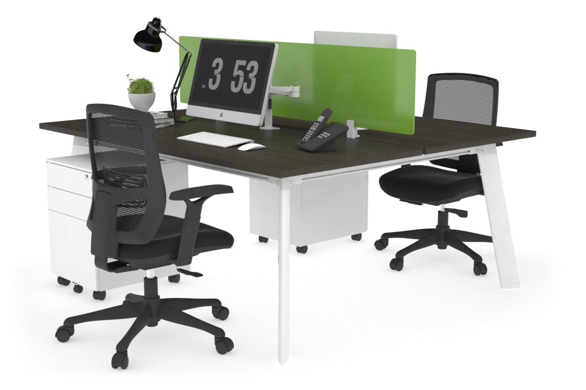 2 Person Workstation with White Frame - 1400L x 800W Office Desk with Cable Management | Perfect for Home Office, Coworking Spaces & Small Business Setups