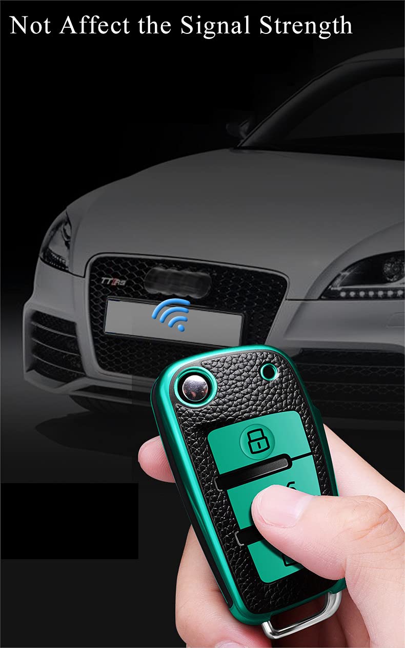 Premium SANRILY Genuine Leather Flip Key Cover for Audi A3 (2017-2018 Models) - Remote Key Fob Protector Case - Perfect for Daily Use, Car Key Protection & Style Enhancement