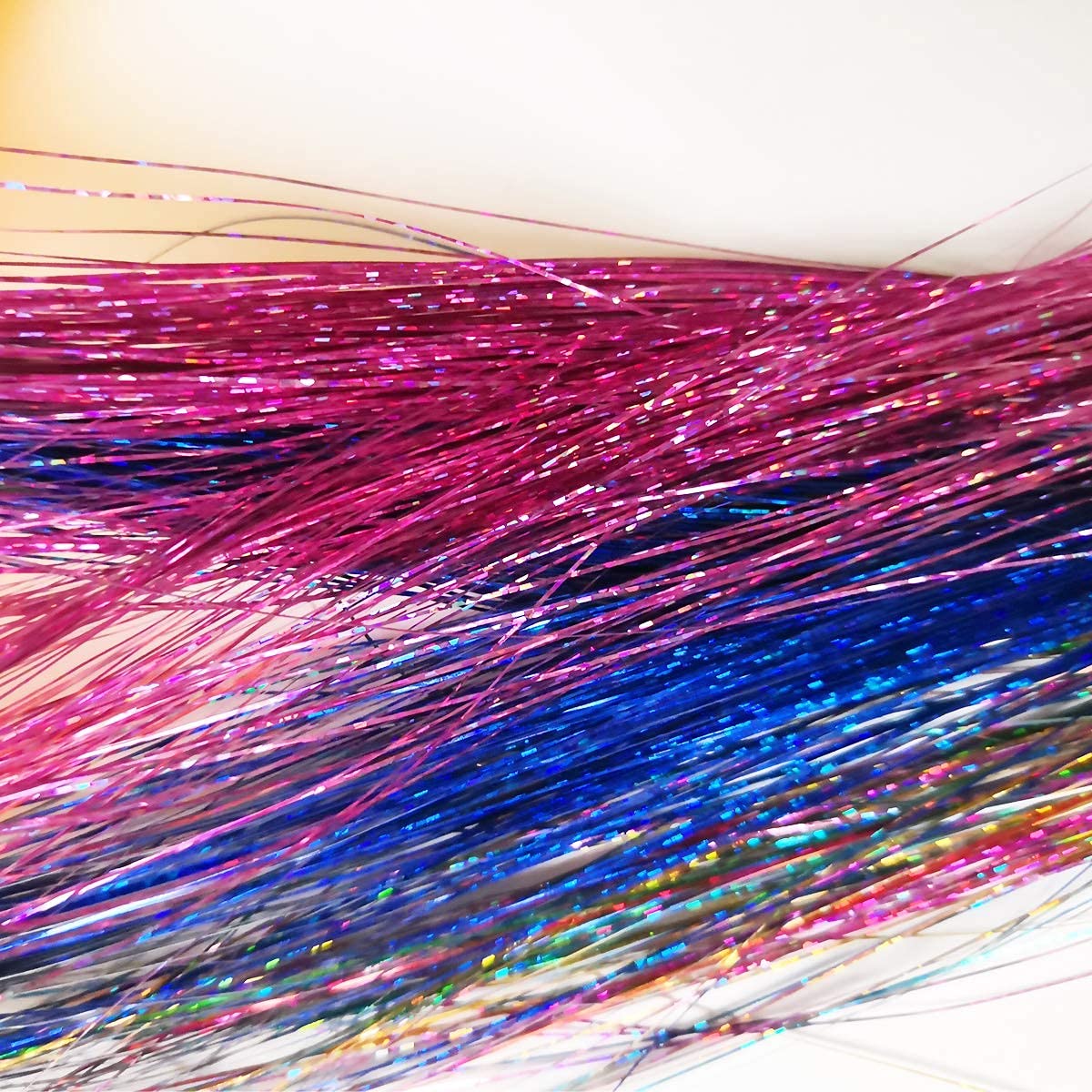 12 Colors Hair Tinsel Kit with Tool - 3000 Strands Shiny Fairy Hair Extensions for Glitter Party Highlights, Multi-Colors Hair Tinsel (45