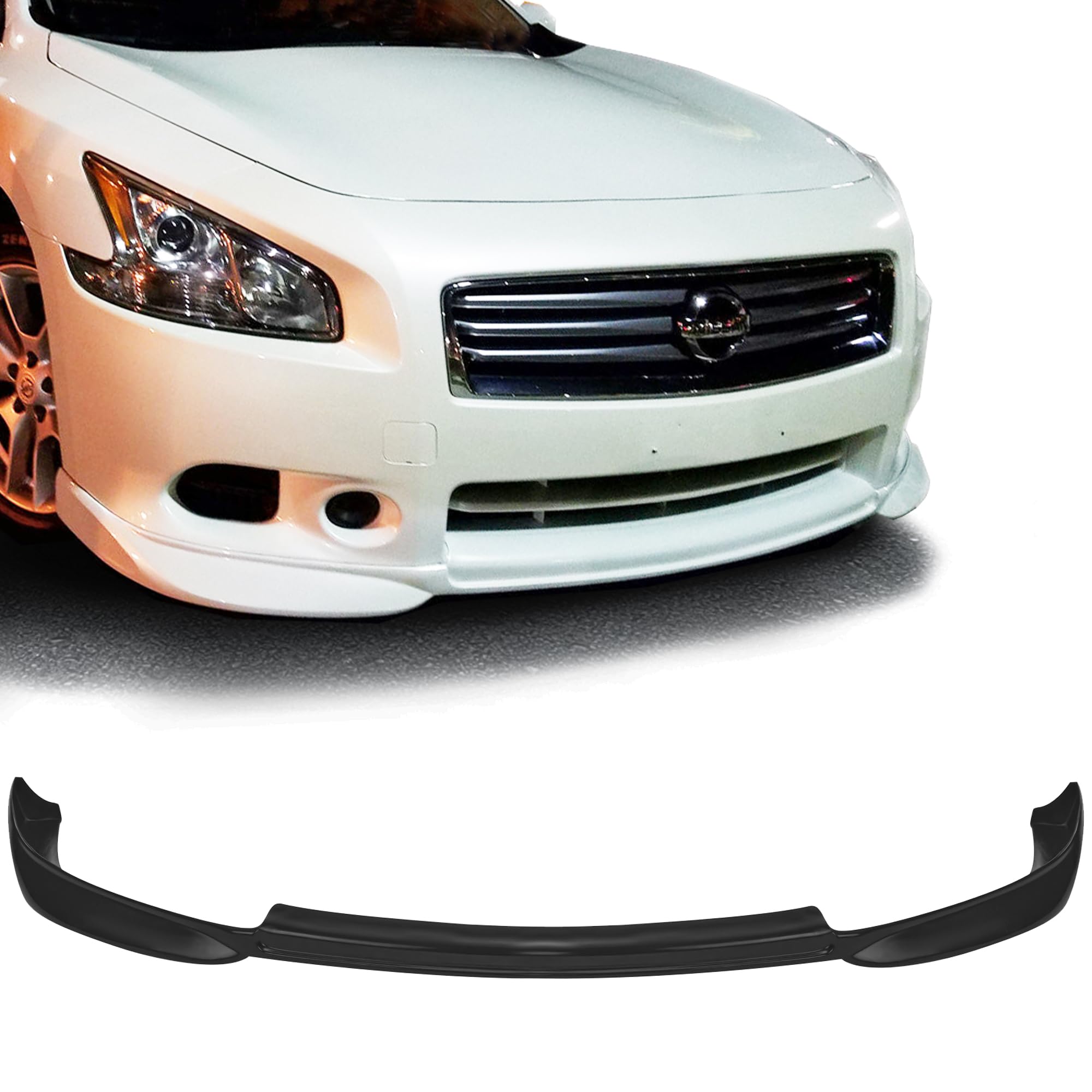 STL Style PU Front Bumper Lip Spoiler for 2009-2015 Nissan Maxima - Black Replacement Splash Guard for Enhanced Aerodynamics & Sporty Look - Perfect for Car Enthusiasts & Street Racing Upgrades