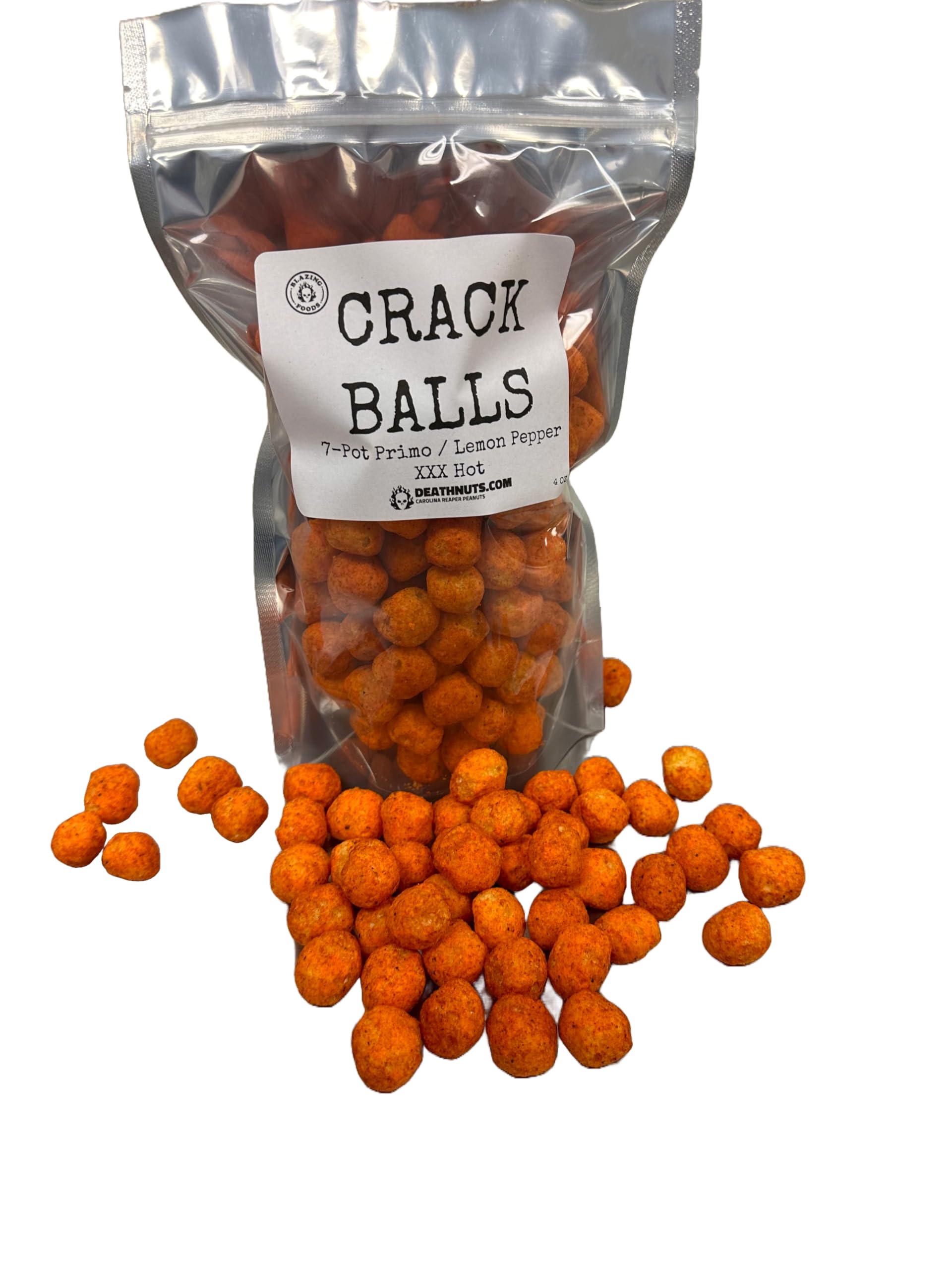 Blazing Foods Extremely Spicy Cheese Balls - 4oz Hot Snack with 7-Pot Primo Pepper (As Hot as Carolina Reaper but Better Flavor) | Highly Addictive Spicy Snack for Parties, Game Nights & Spicy Food Challenges
