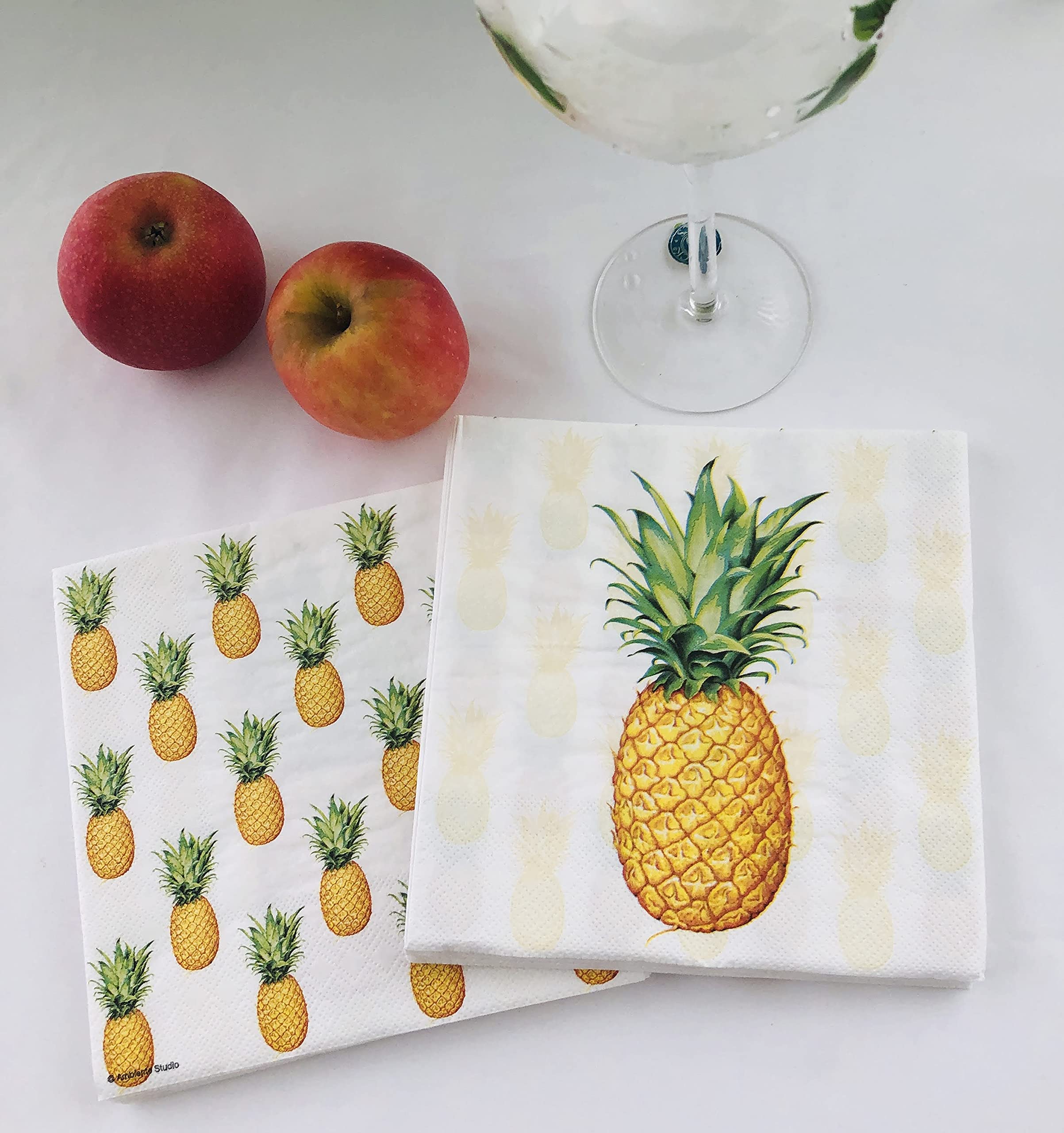 20-Count 13x13 Inch Pineapple Decoupage Paper Napkins for Cocktail Parties, Thanksgiving Dinner, and Tropical-Themed Decorations